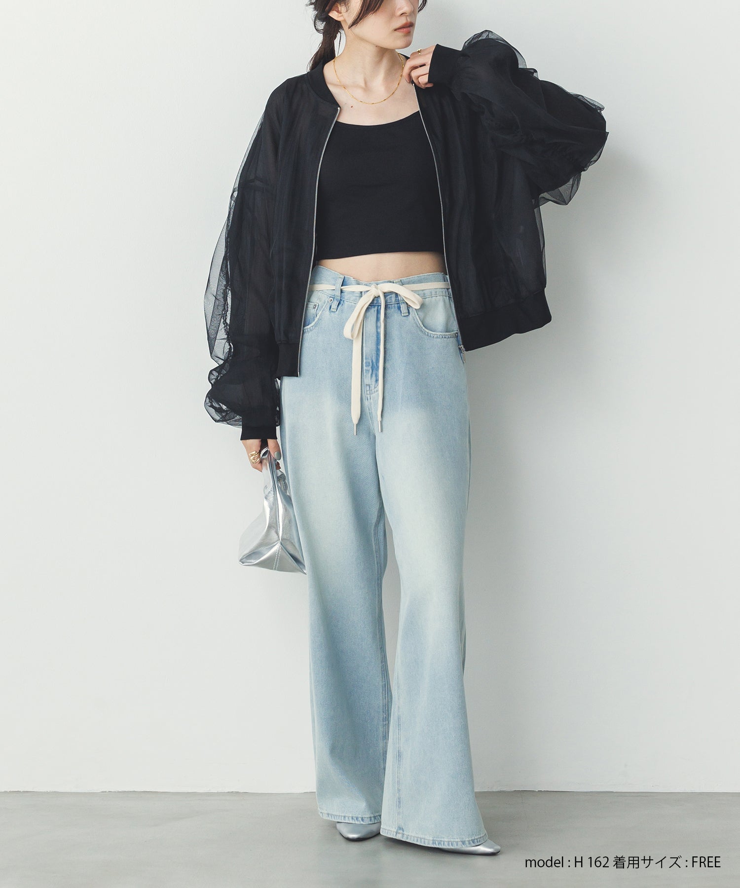 チュールシアー チェックブルゾン