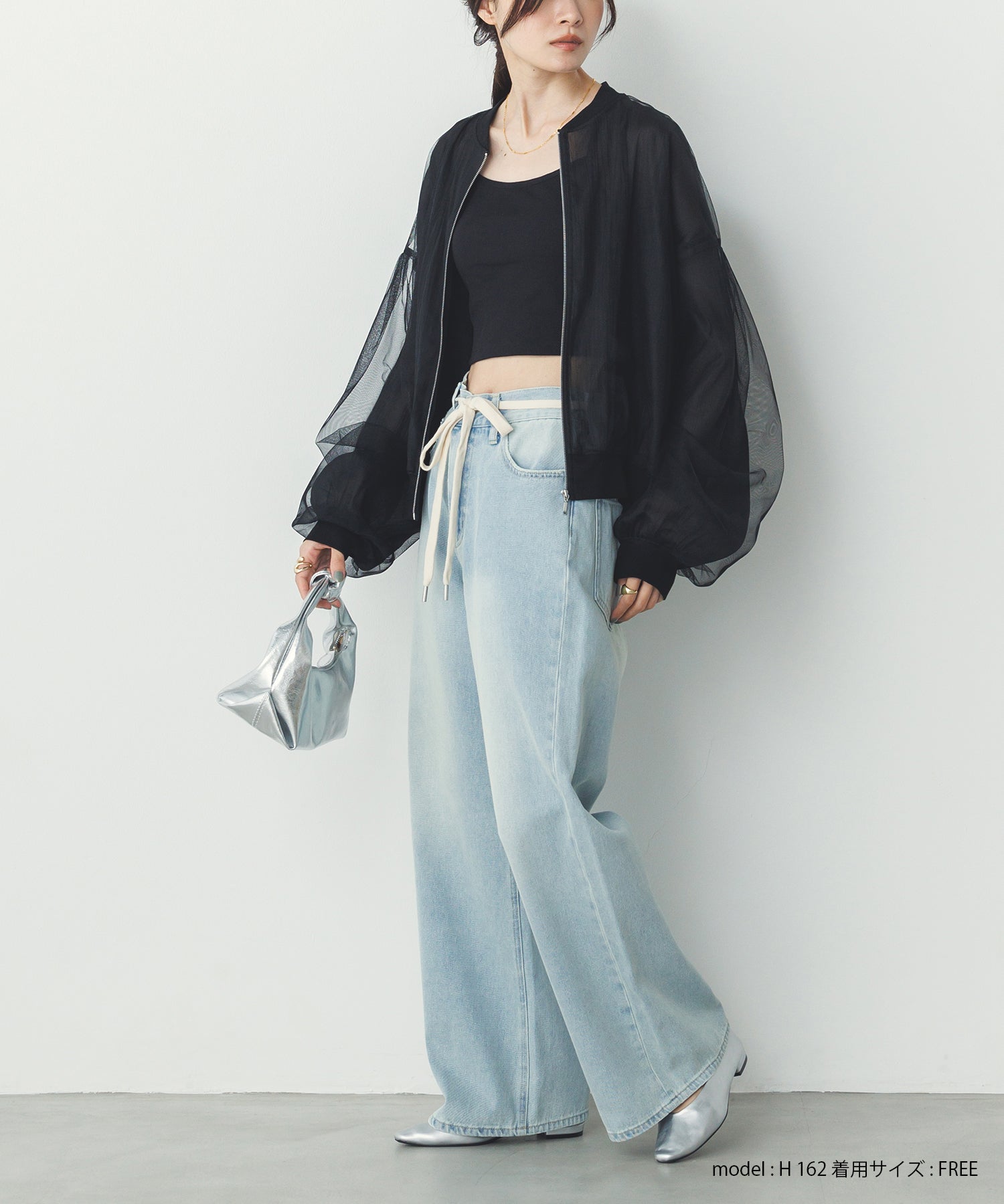 チュールシアー チェックブルゾン