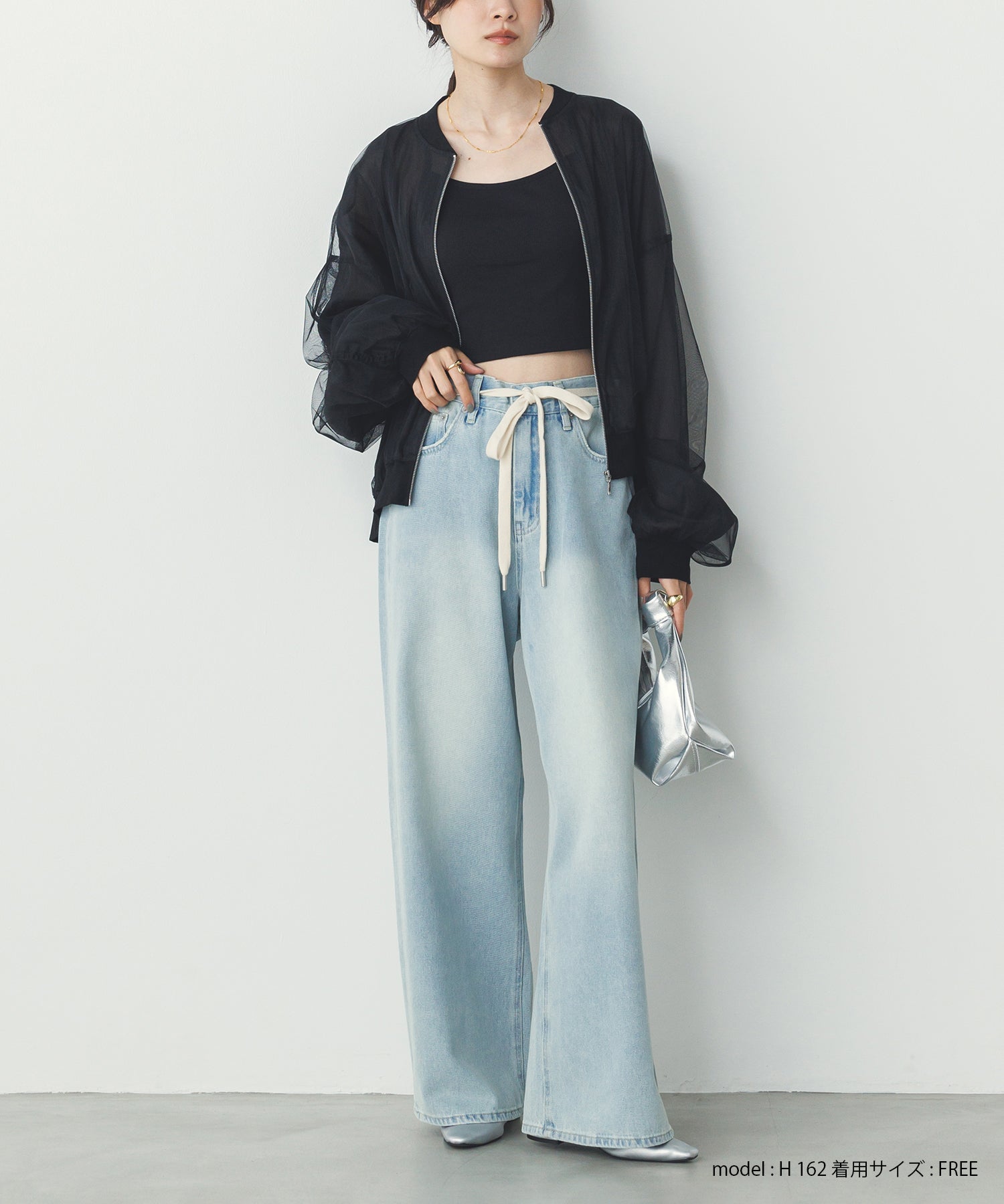 チュールシアー チェックブルゾン