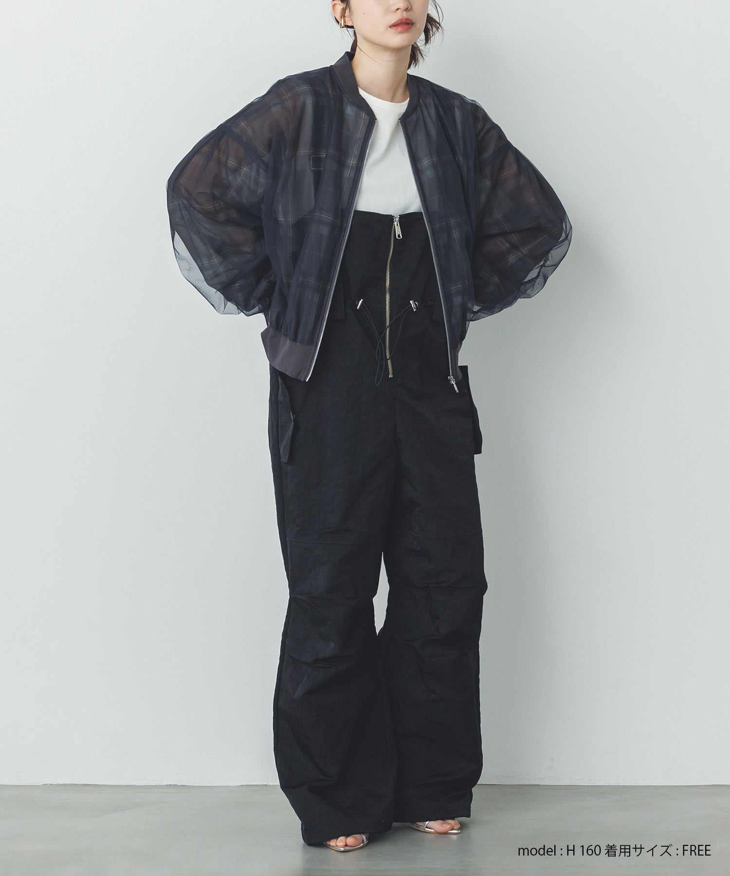 チュールシアー チェックブルゾン