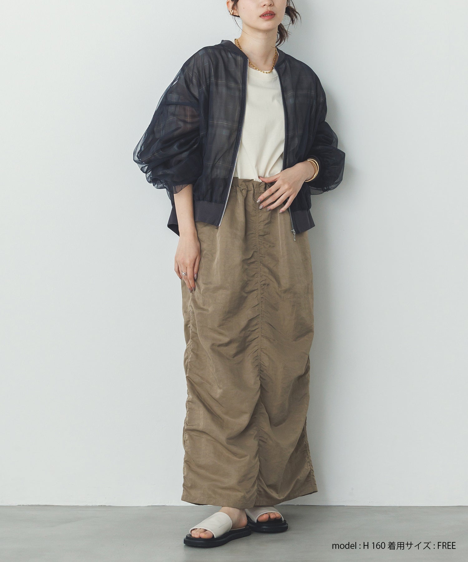 チュールシアー チェックブルゾン