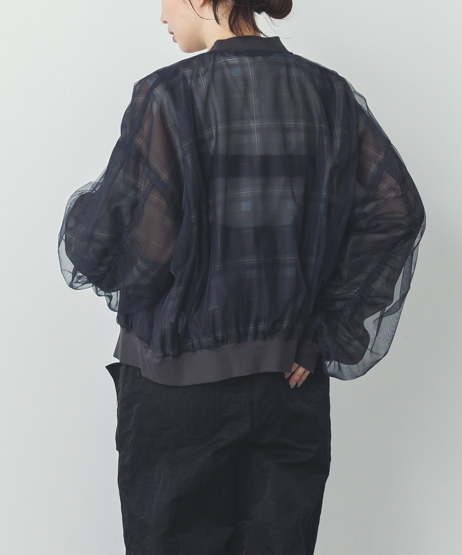 チュールシアー チェックブルゾン