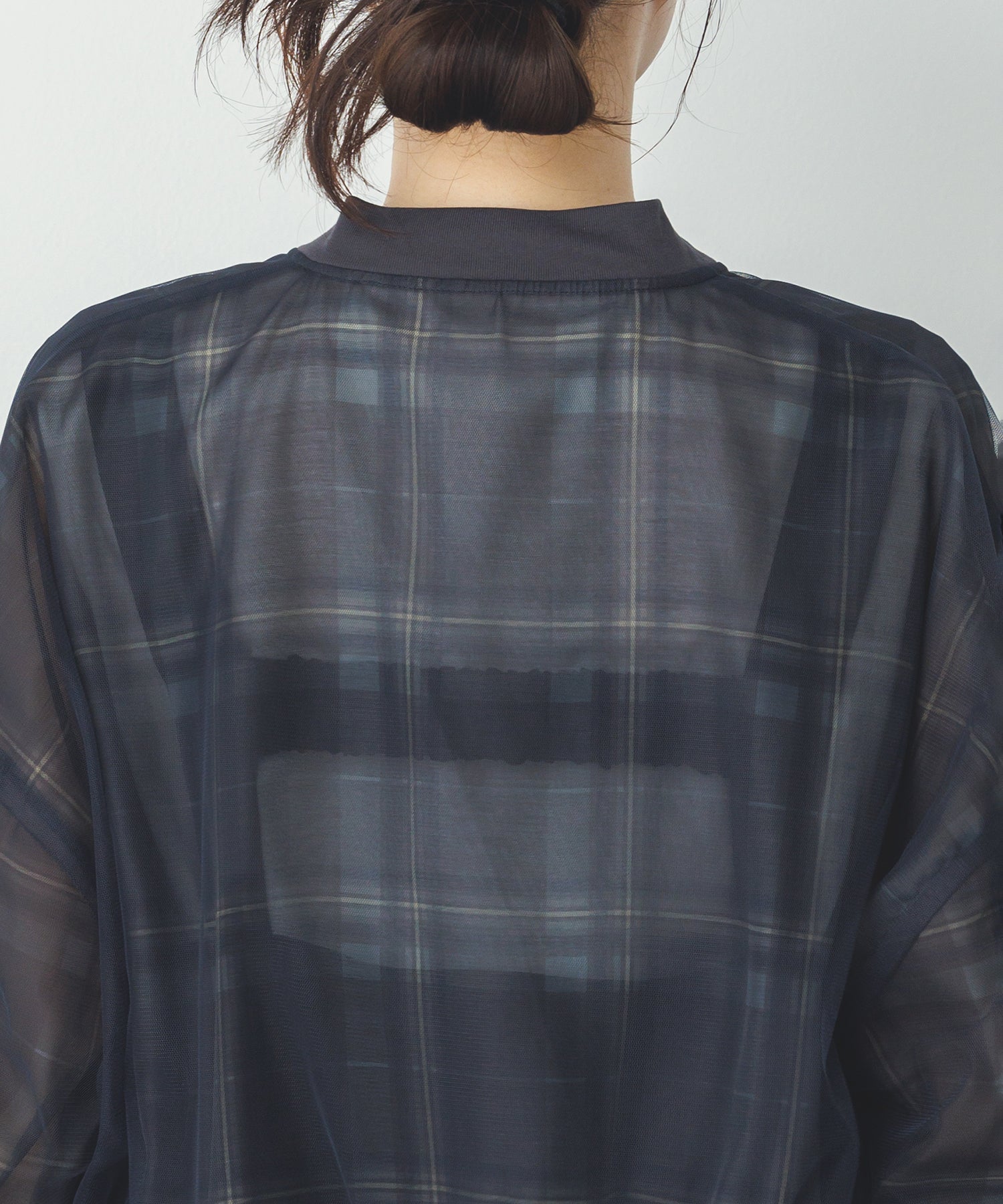 チュールシアー チェックブルゾン