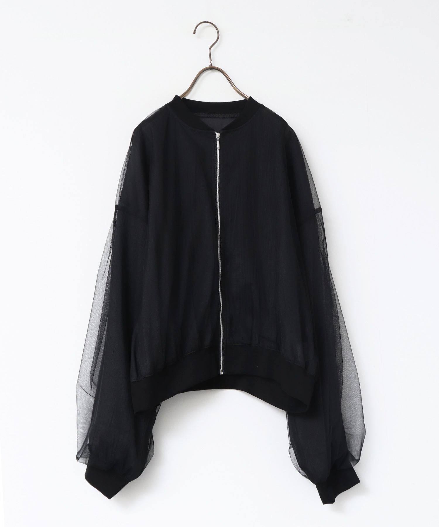 チュールシアー チェックブルゾン