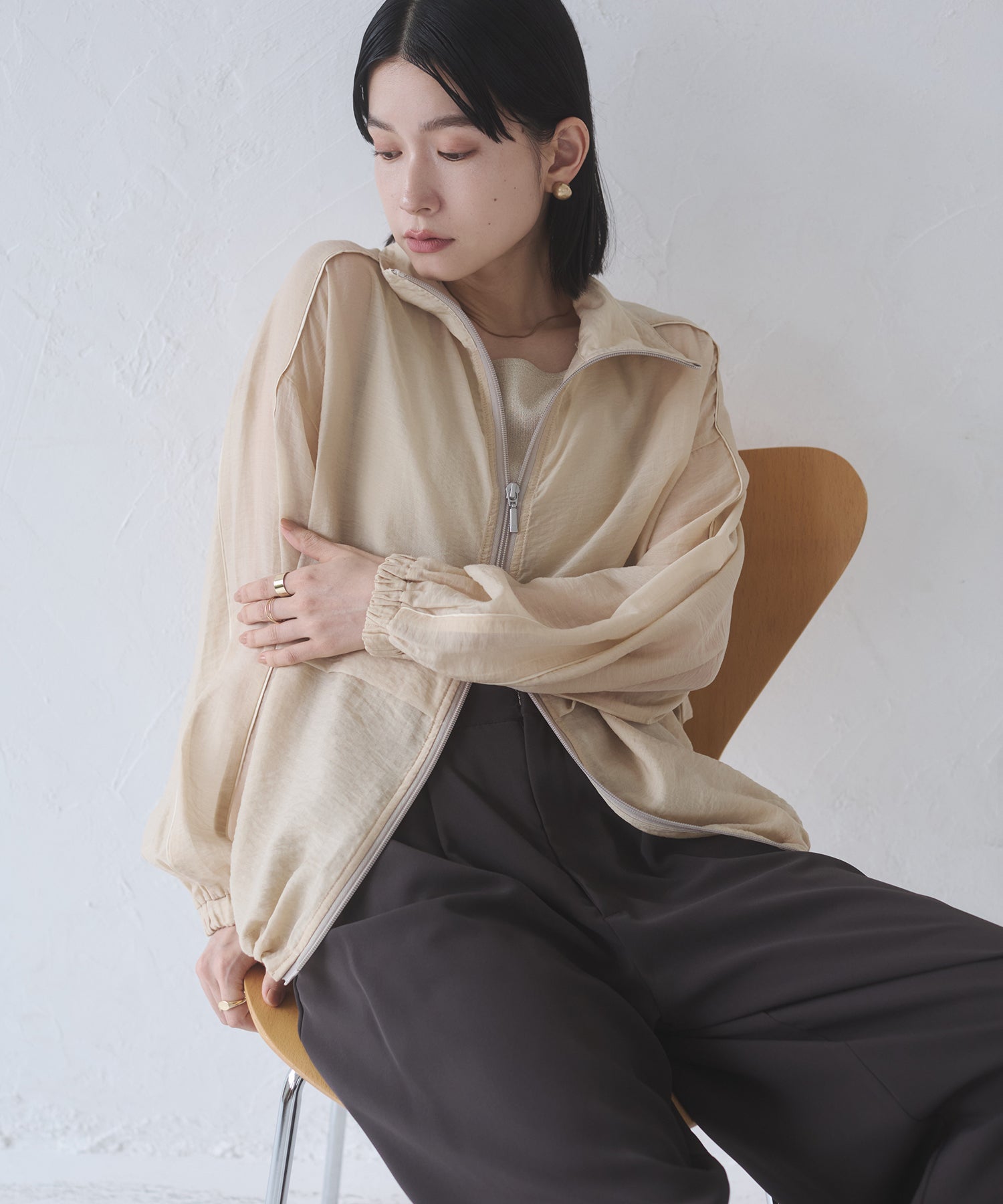 セルロース ナイロンシアー Wジップブルゾン