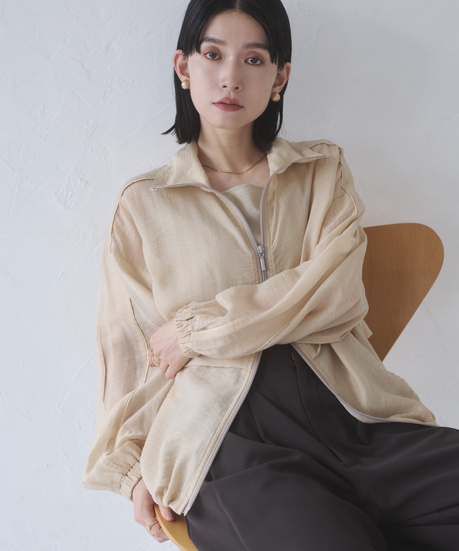 セルロース ナイロンシアー Wジップブルゾン