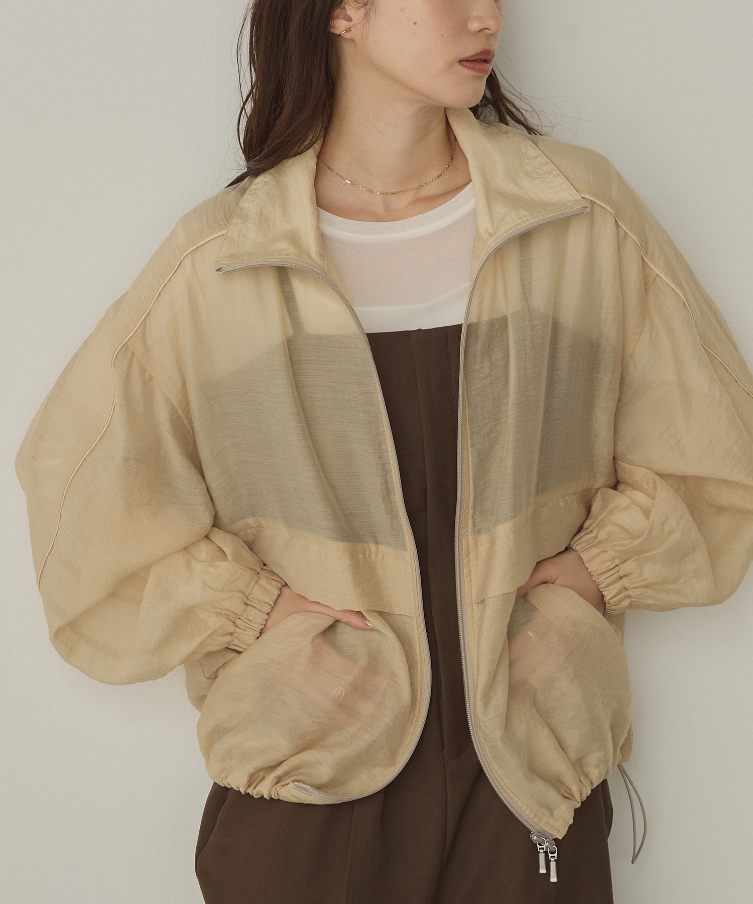 セルロース ナイロンシアー Wジップブルゾン