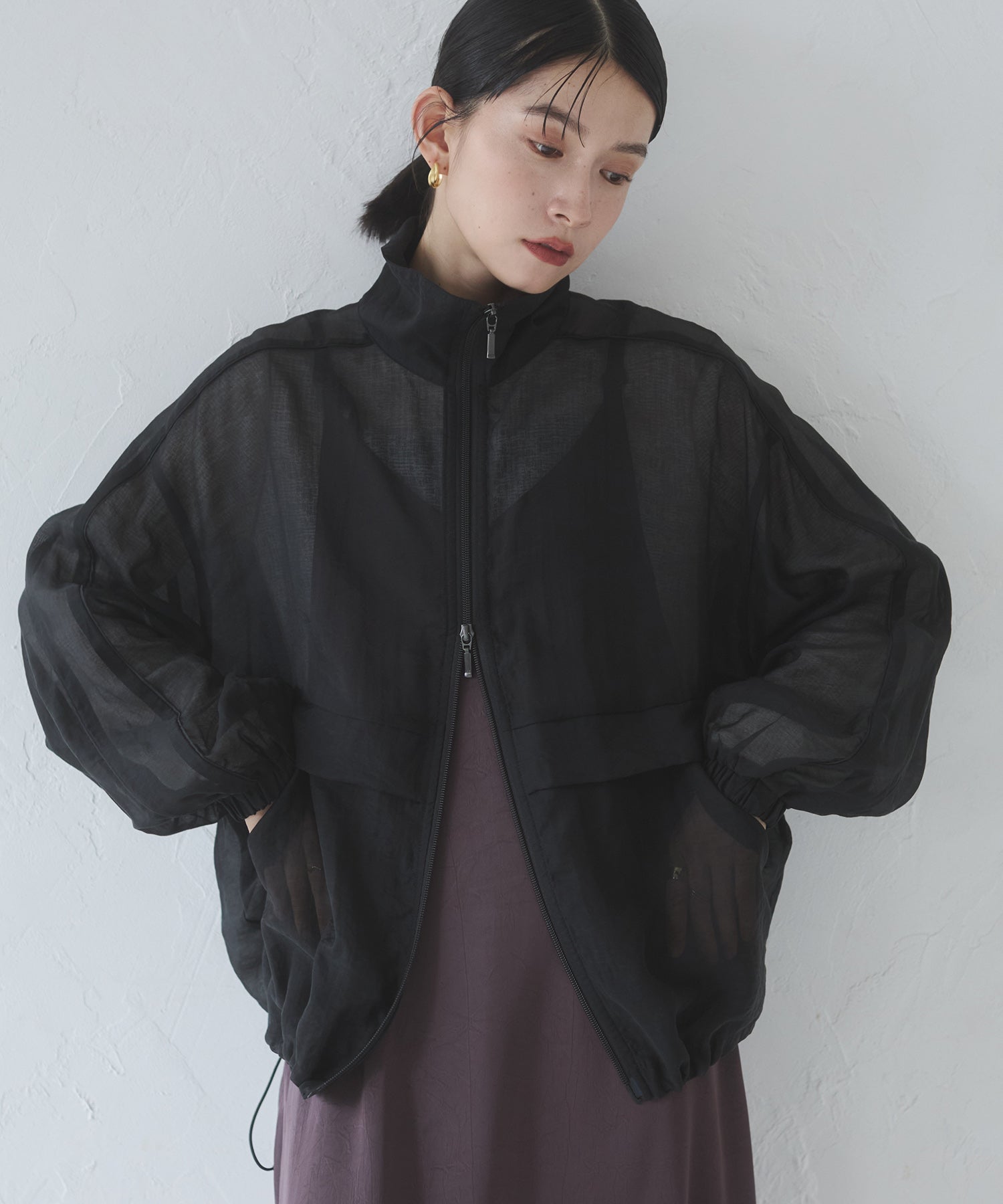 セルロース ナイロンシアー Wジップブルゾン