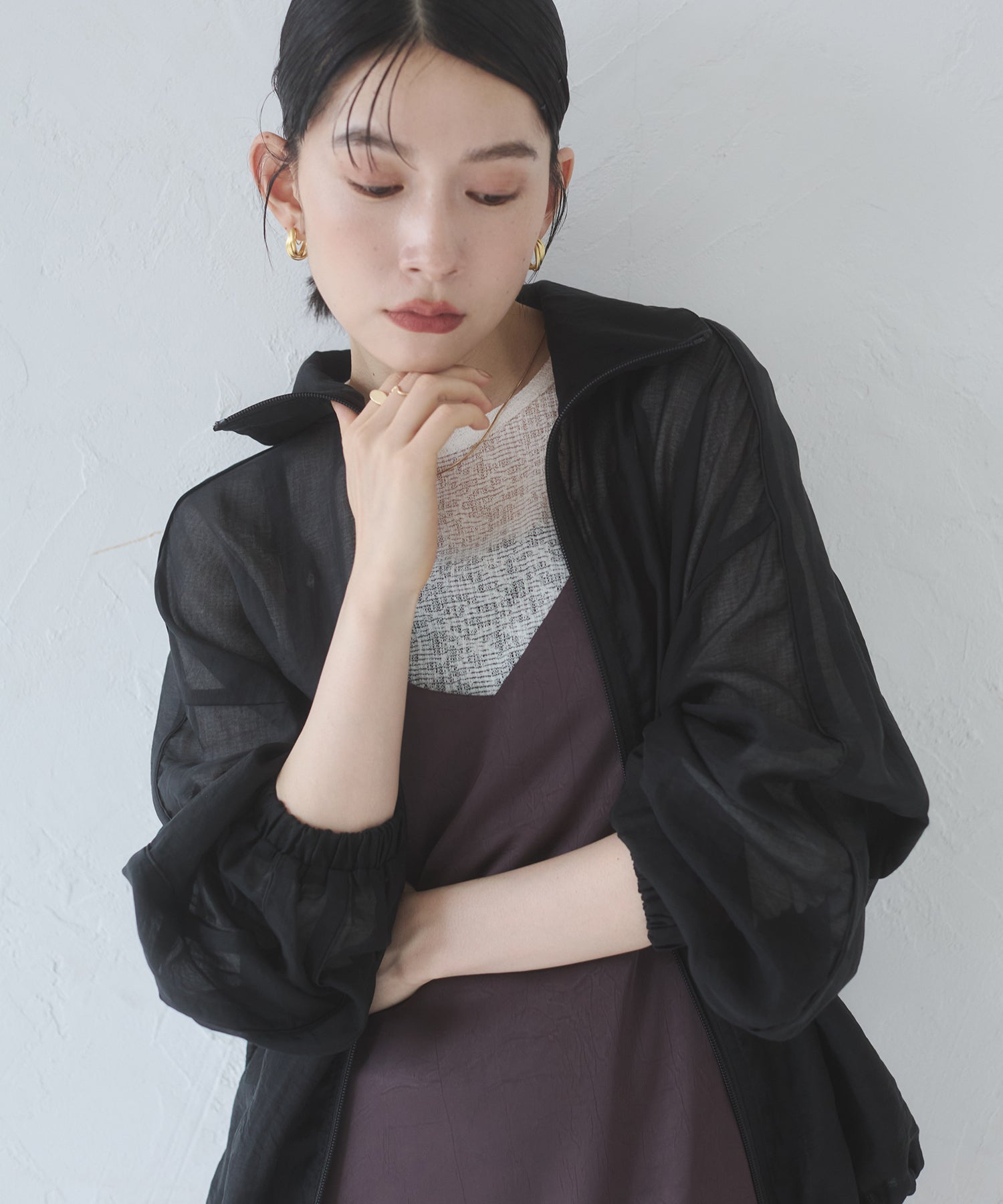 セルロース ナイロンシアー Wジップブルゾン