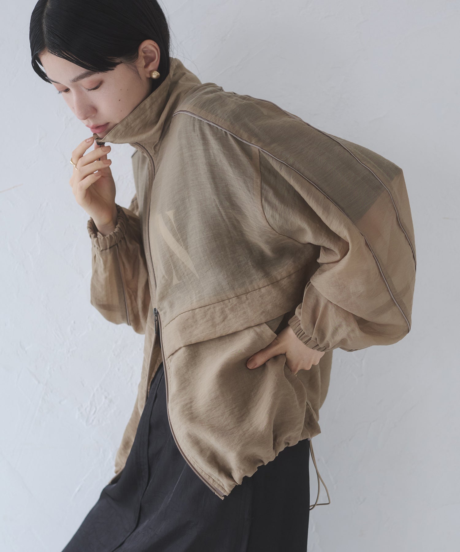 セルロース ナイロンシアー Wジップブルゾン
