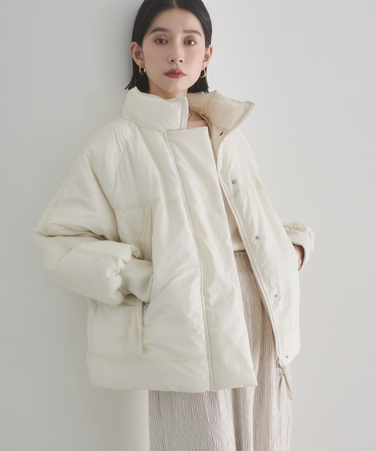 中綿 ワッシャーナイロン(撥水)ショートブルゾン