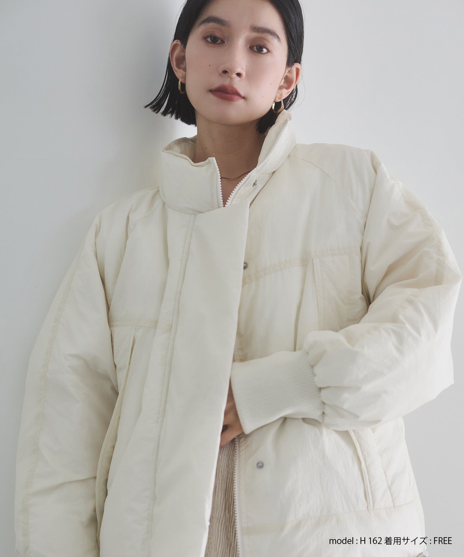 中綿 ワッシャーナイロン(撥水)ショートブルゾン