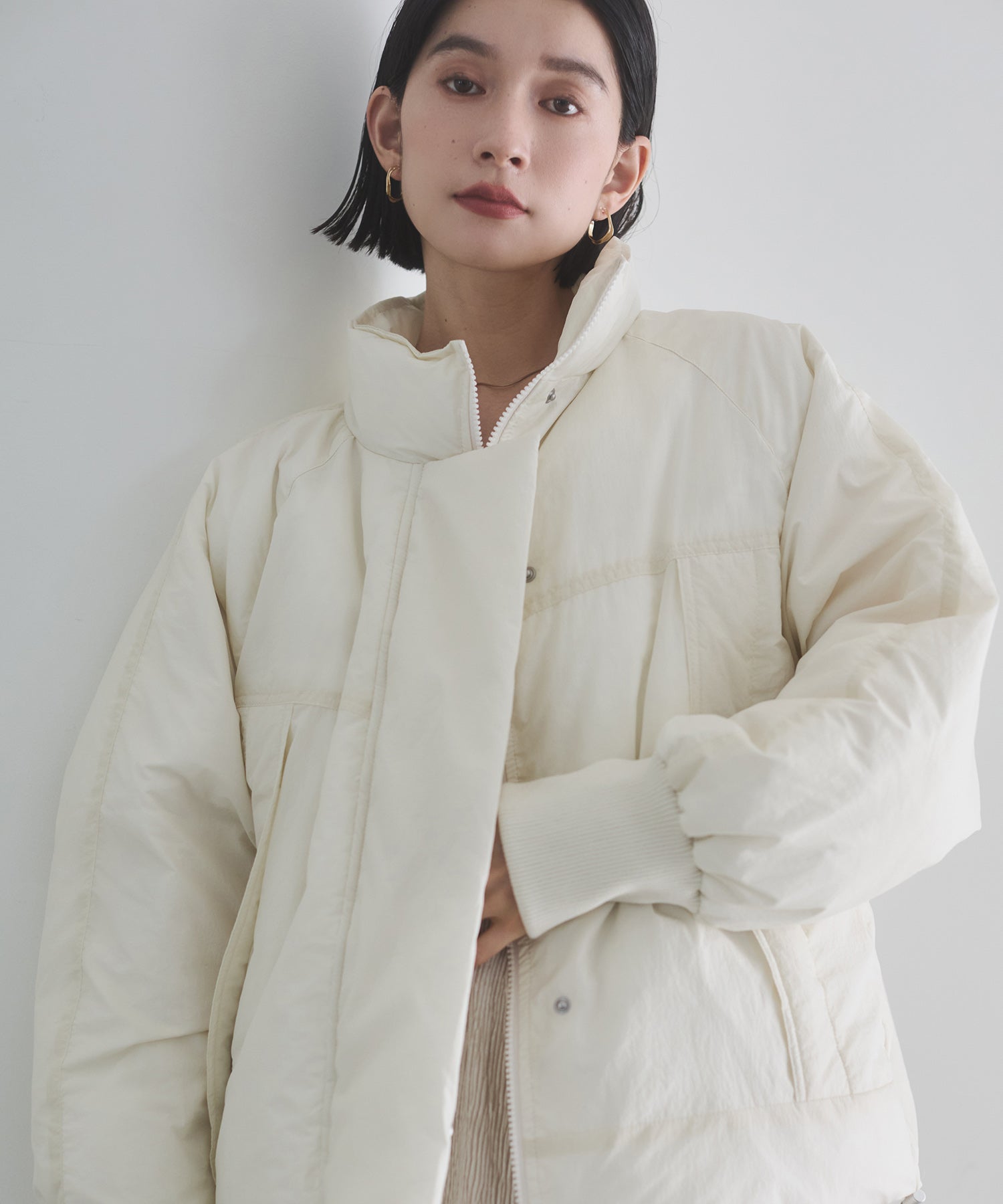 中綿 ワッシャーナイロン(撥水)ショートブルゾン