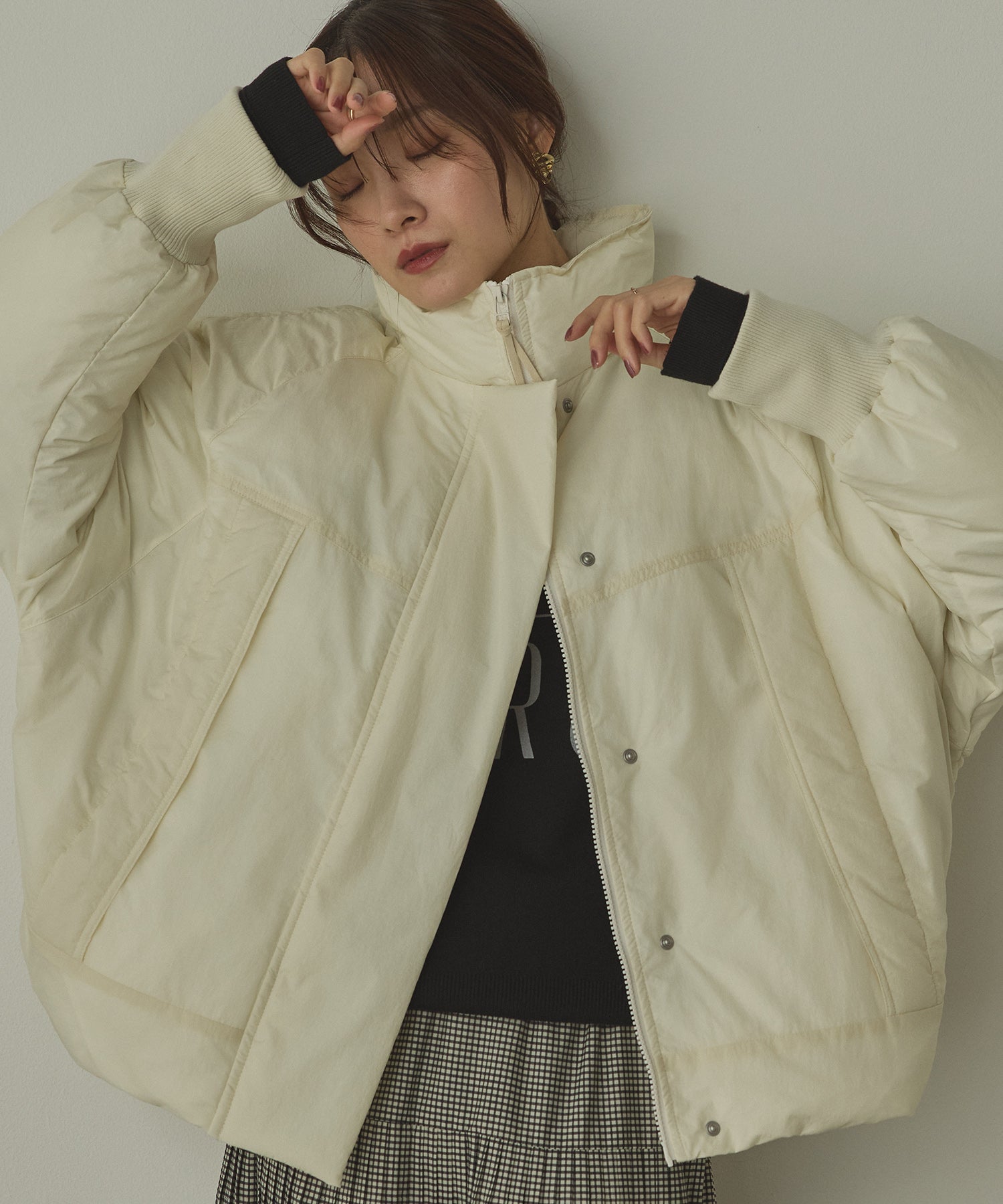 中綿 ワッシャーナイロン(撥水)ショートブルゾン