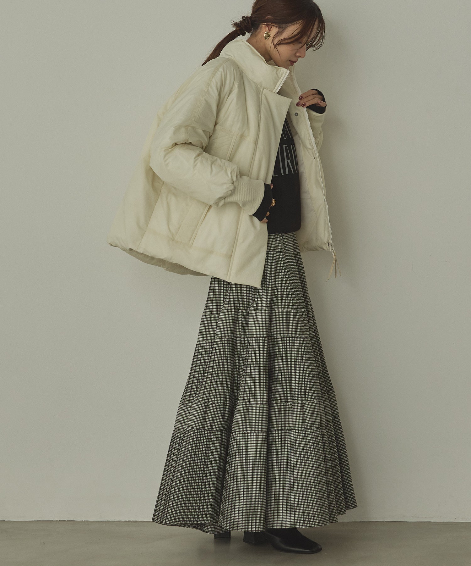 中綿 ワッシャーナイロン(撥水)ショートブルゾン