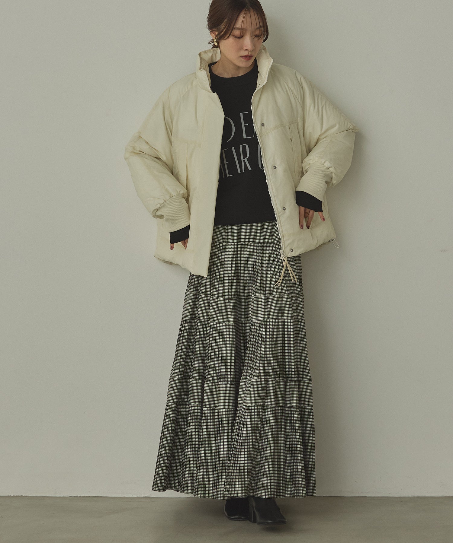 中綿 ワッシャーナイロン(撥水)ショートブルゾン