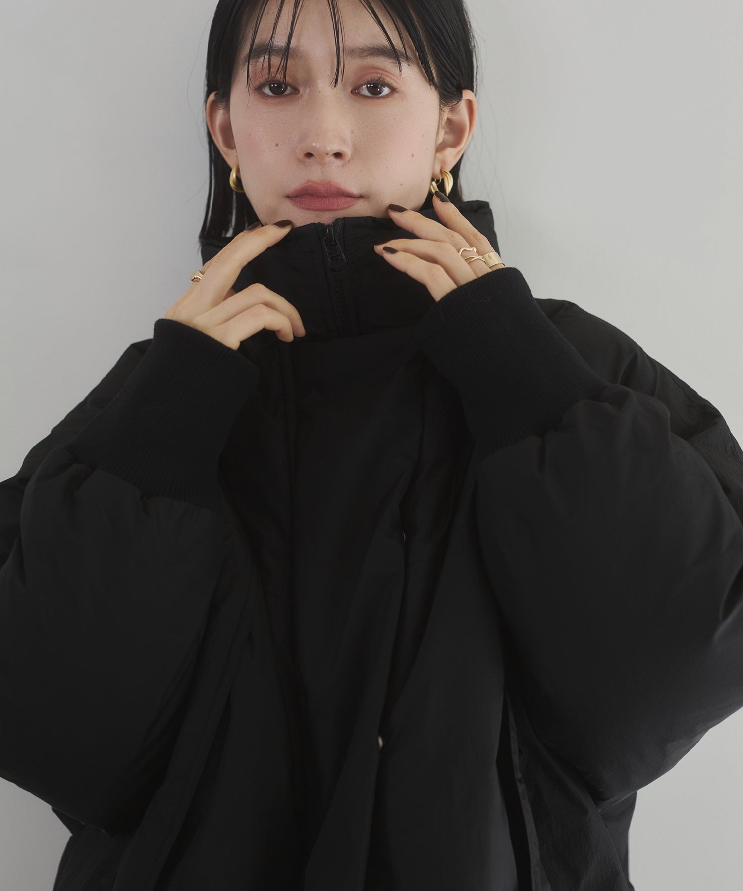 中綿 ワッシャーナイロン(撥水)ショートブルゾン