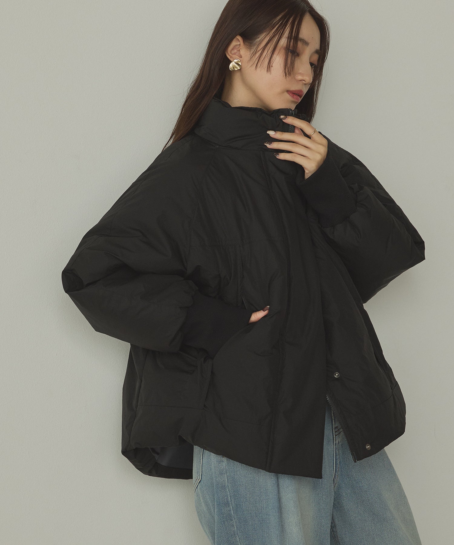 中綿 ワッシャーナイロン(撥水)ショートブルゾン