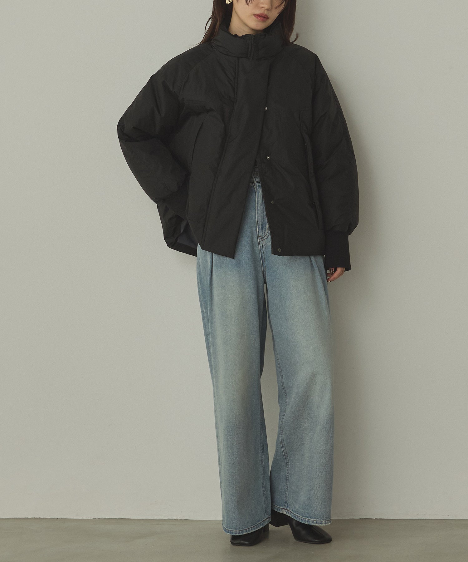 中綿 ワッシャーナイロン(撥水)ショートブルゾン