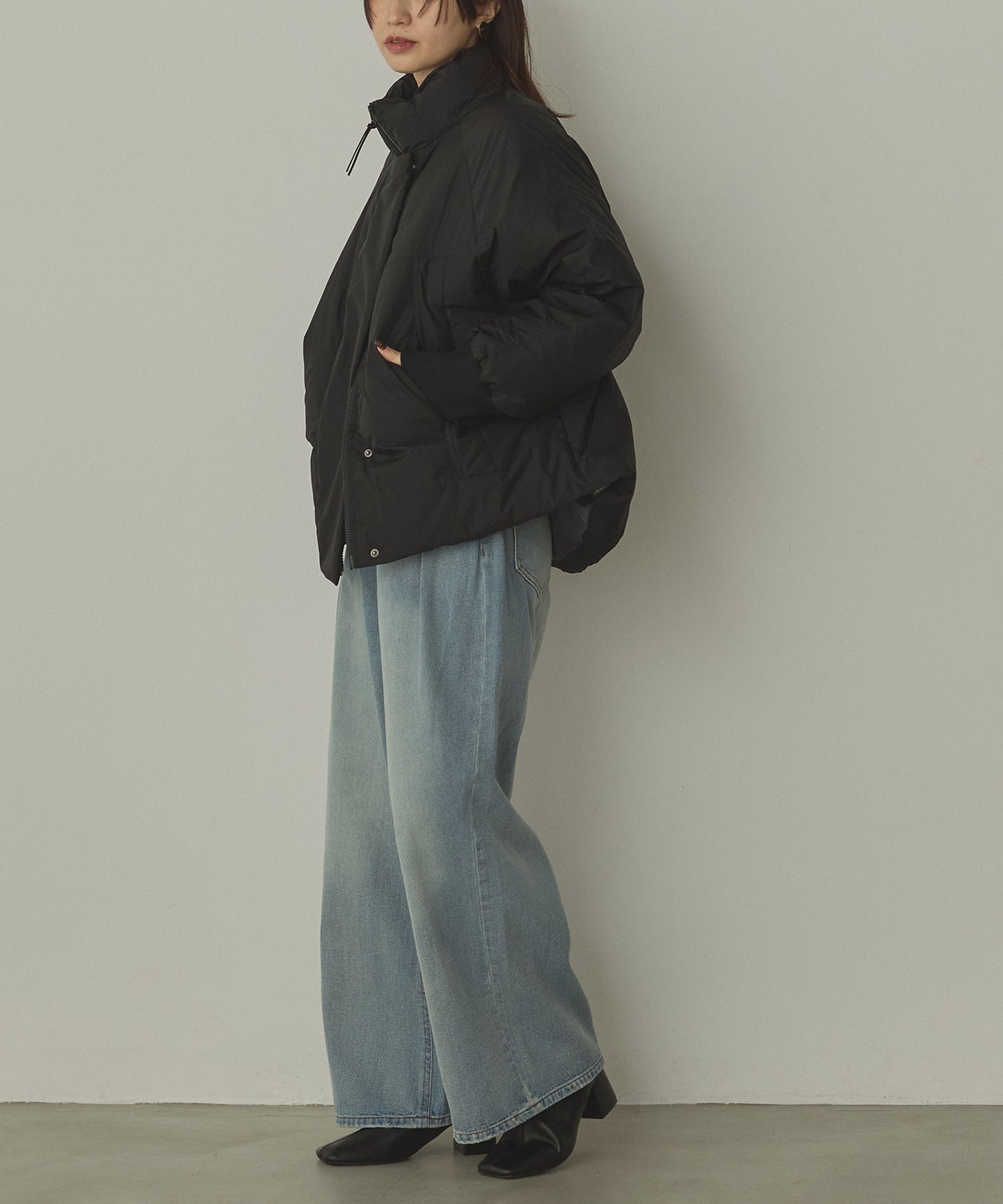 中綿 ワッシャーナイロン(撥水)ショートブルゾン