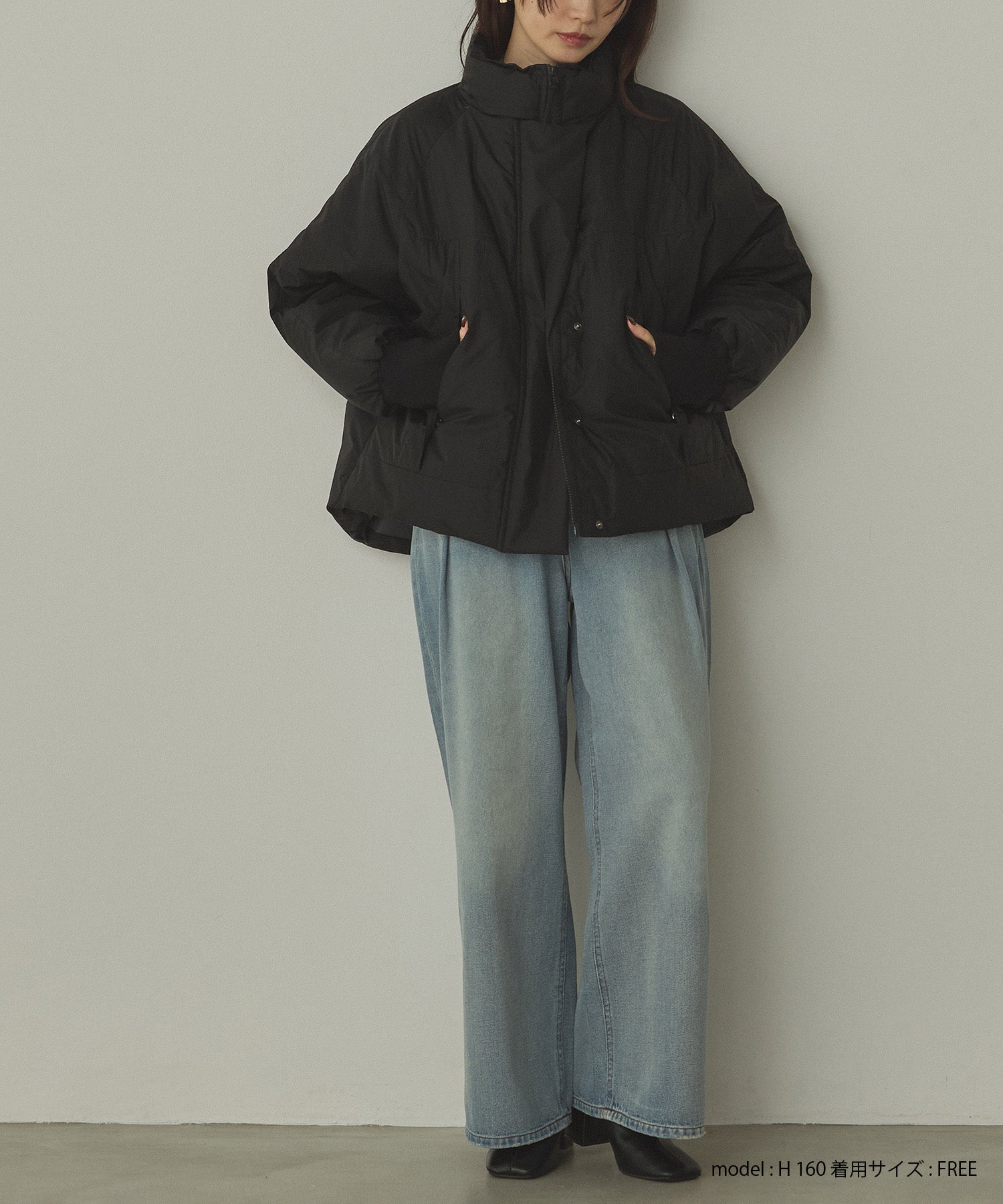 中綿 ワッシャーナイロン(撥水)ショートブルゾン