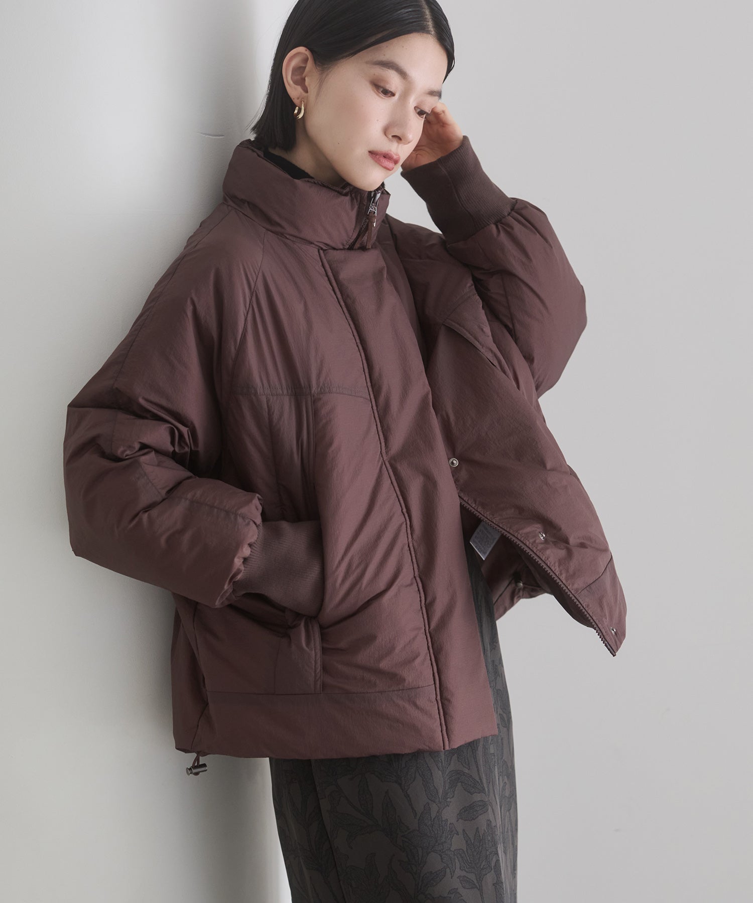 中綿 ワッシャーナイロン(撥水)ショートブルゾン