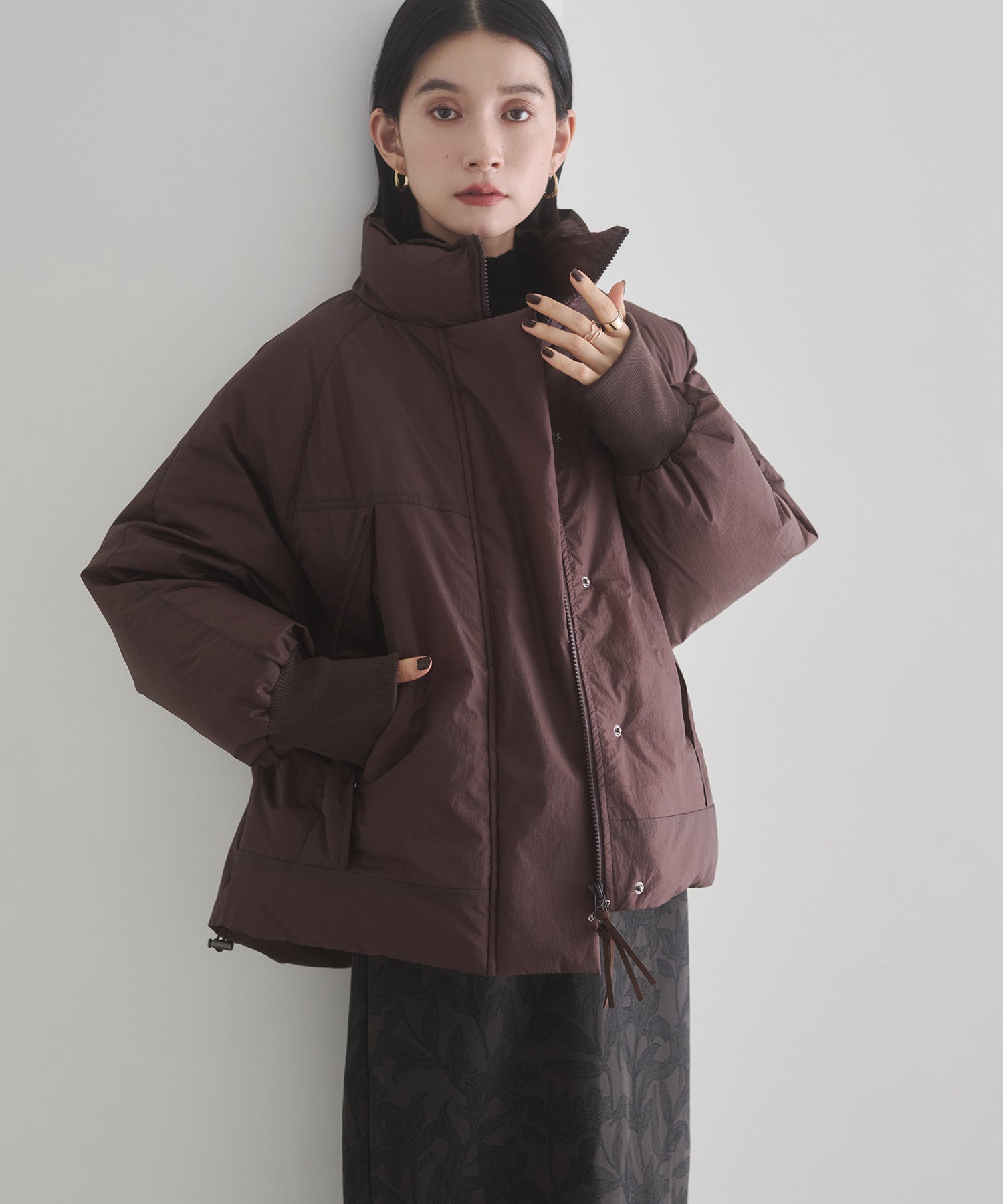 中綿 ワッシャーナイロン(撥水)ショートブルゾン