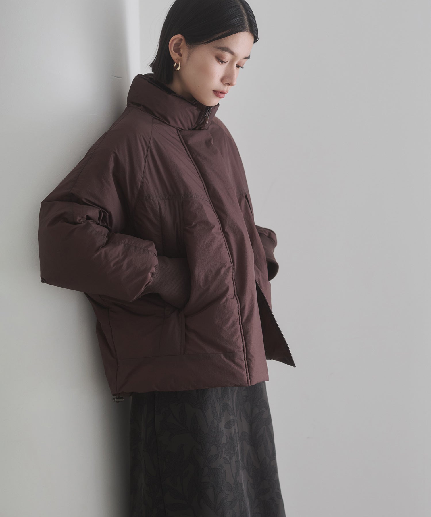 中綿 ワッシャーナイロン(撥水)ショートブルゾン