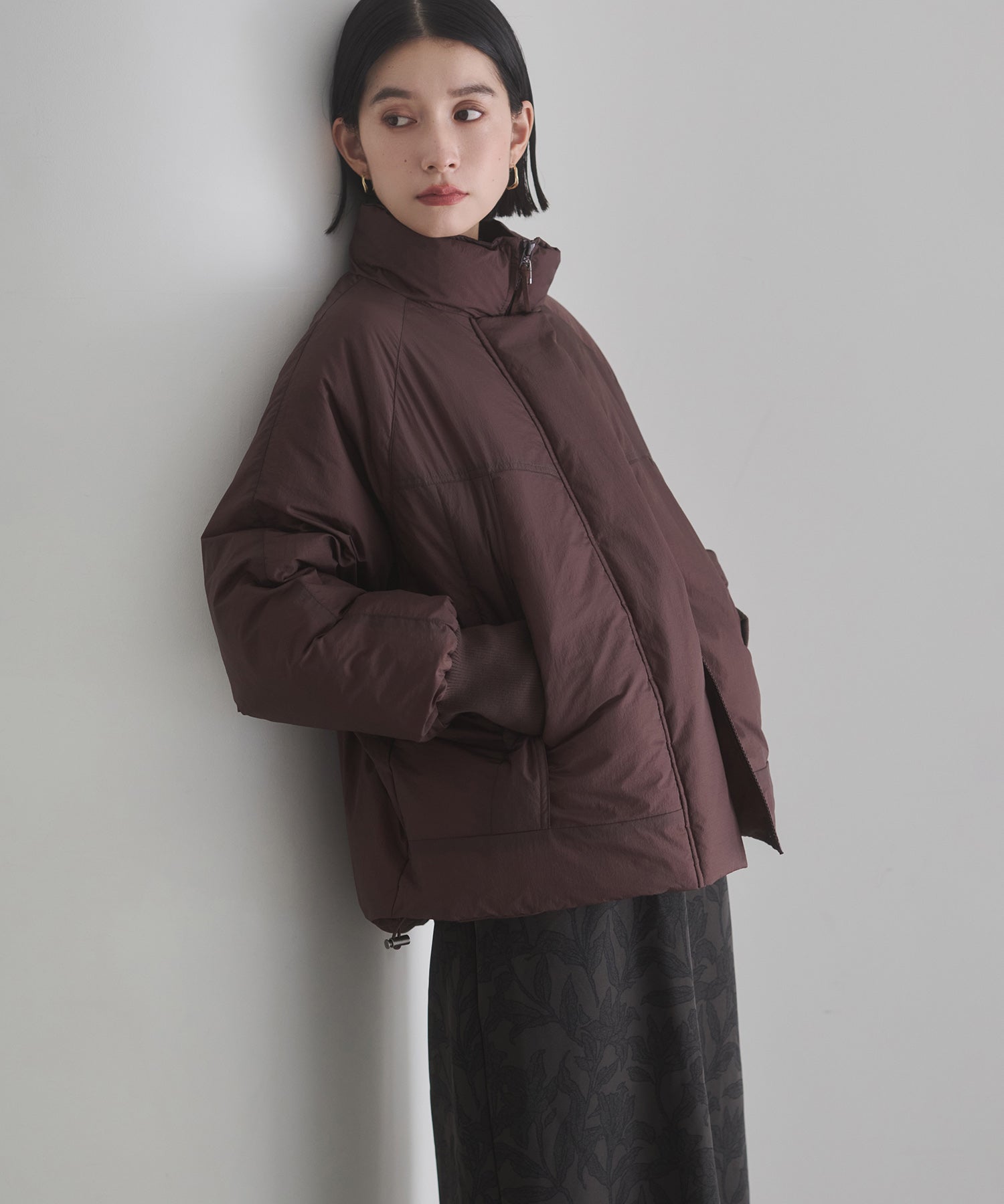 中綿 ワッシャーナイロン(撥水)ショートブルゾン