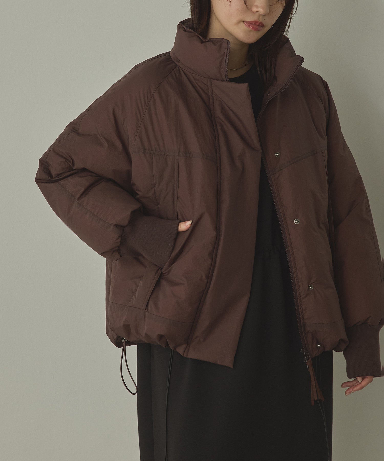 中綿 ワッシャーナイロン(撥水)ショートブルゾン