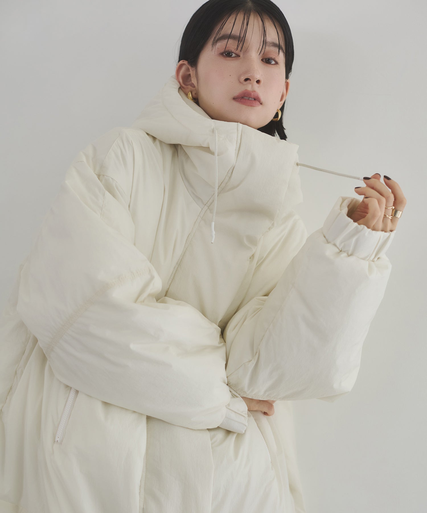 中綿 ワッシャーナイロン(撥水)ミディアムコート