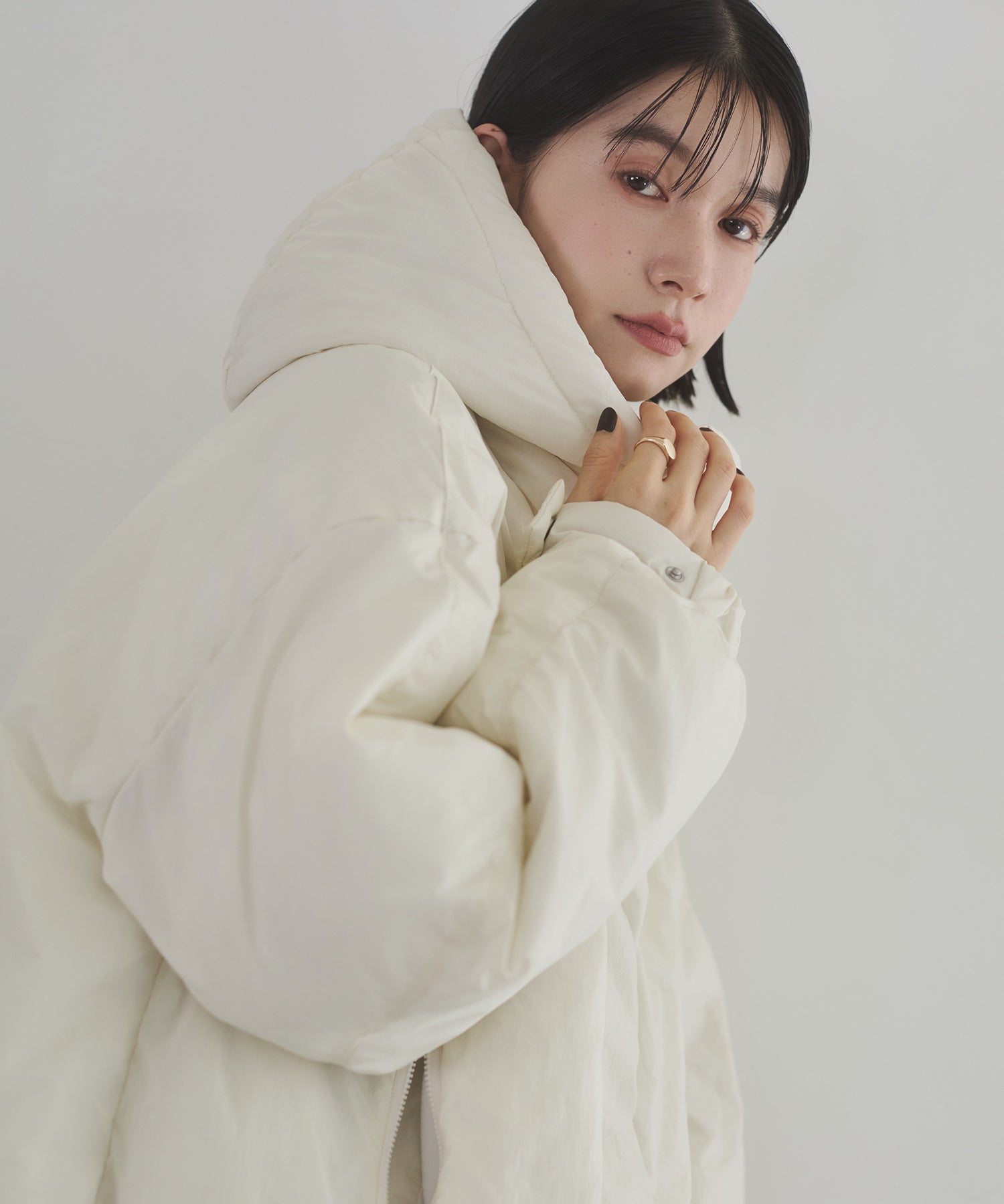 中綿 ワッシャーナイロン(撥水)ミディアムコート