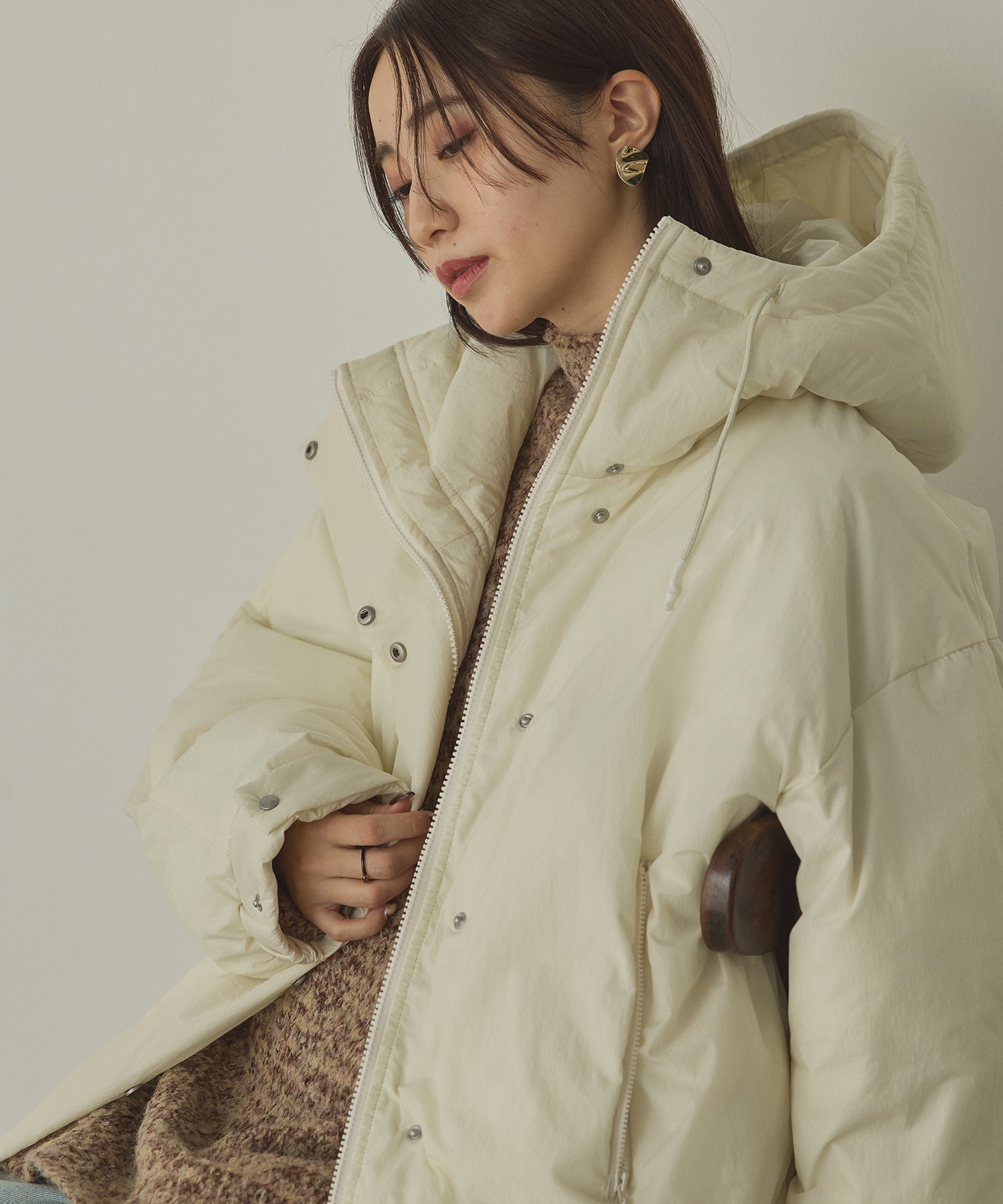 中綿 ワッシャーナイロン(撥水)ミディアムコート