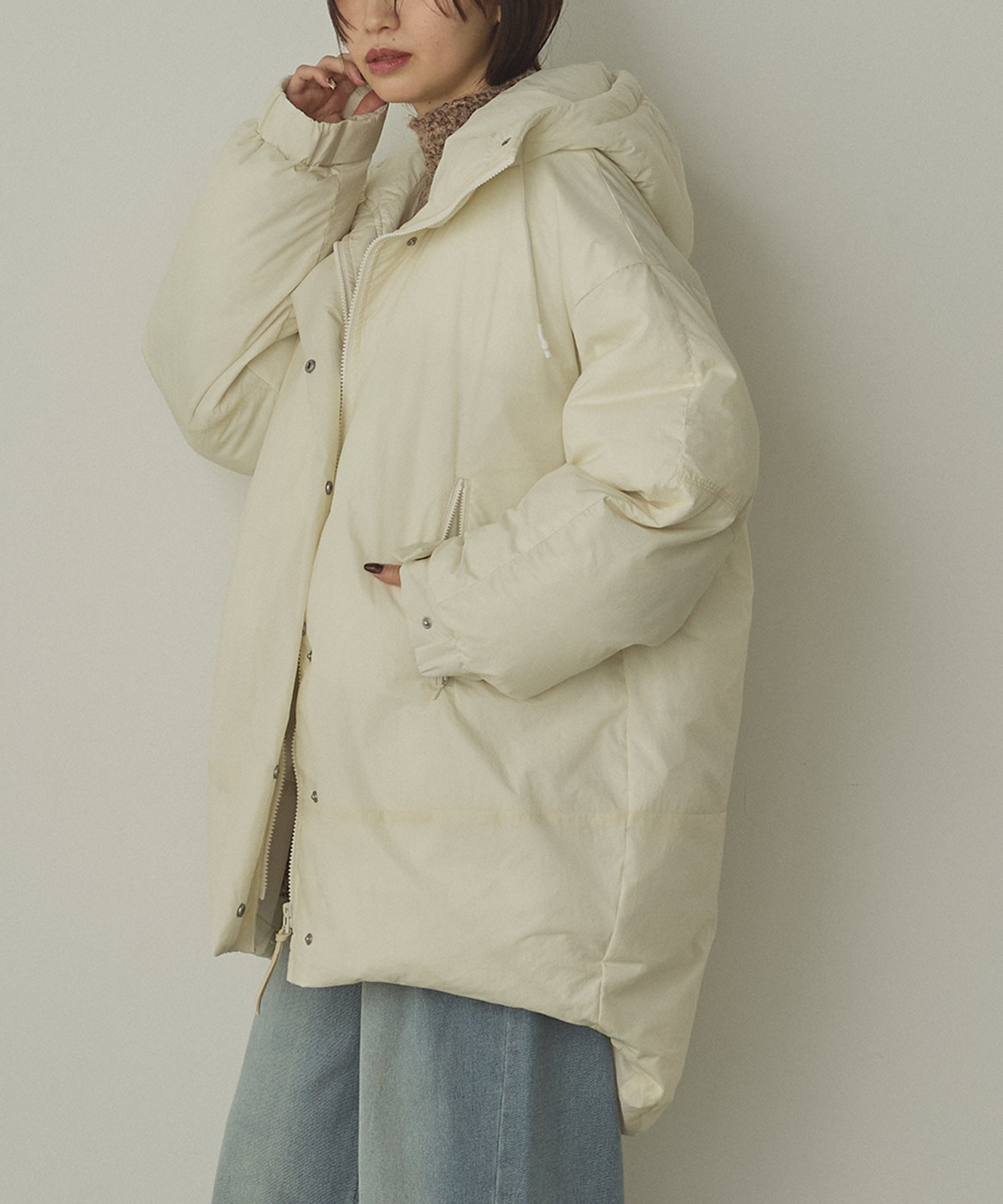 中綿 ワッシャーナイロン(撥水)ミディアムコート