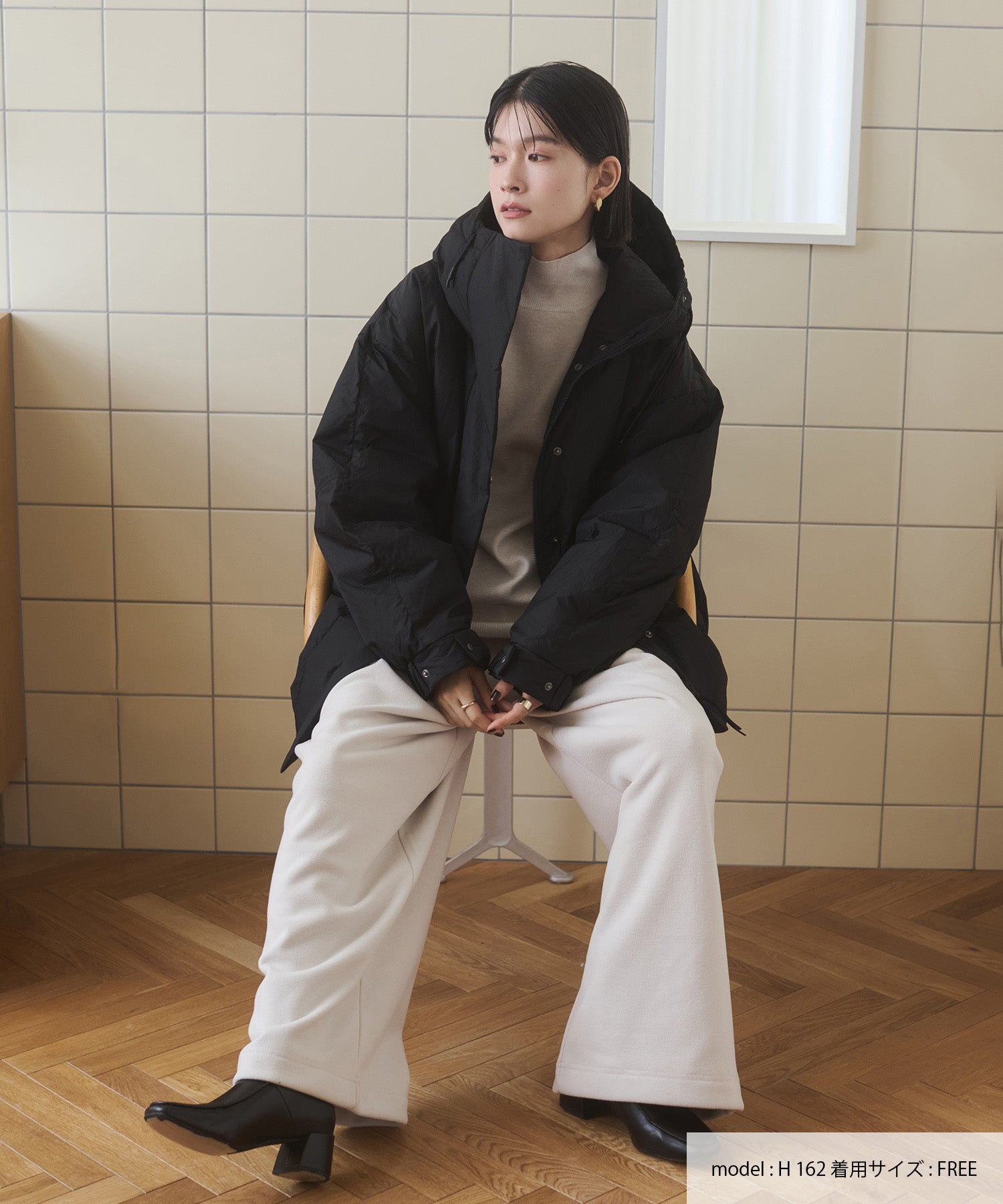 中綿 ワッシャーナイロン(撥水)ミディアムコート