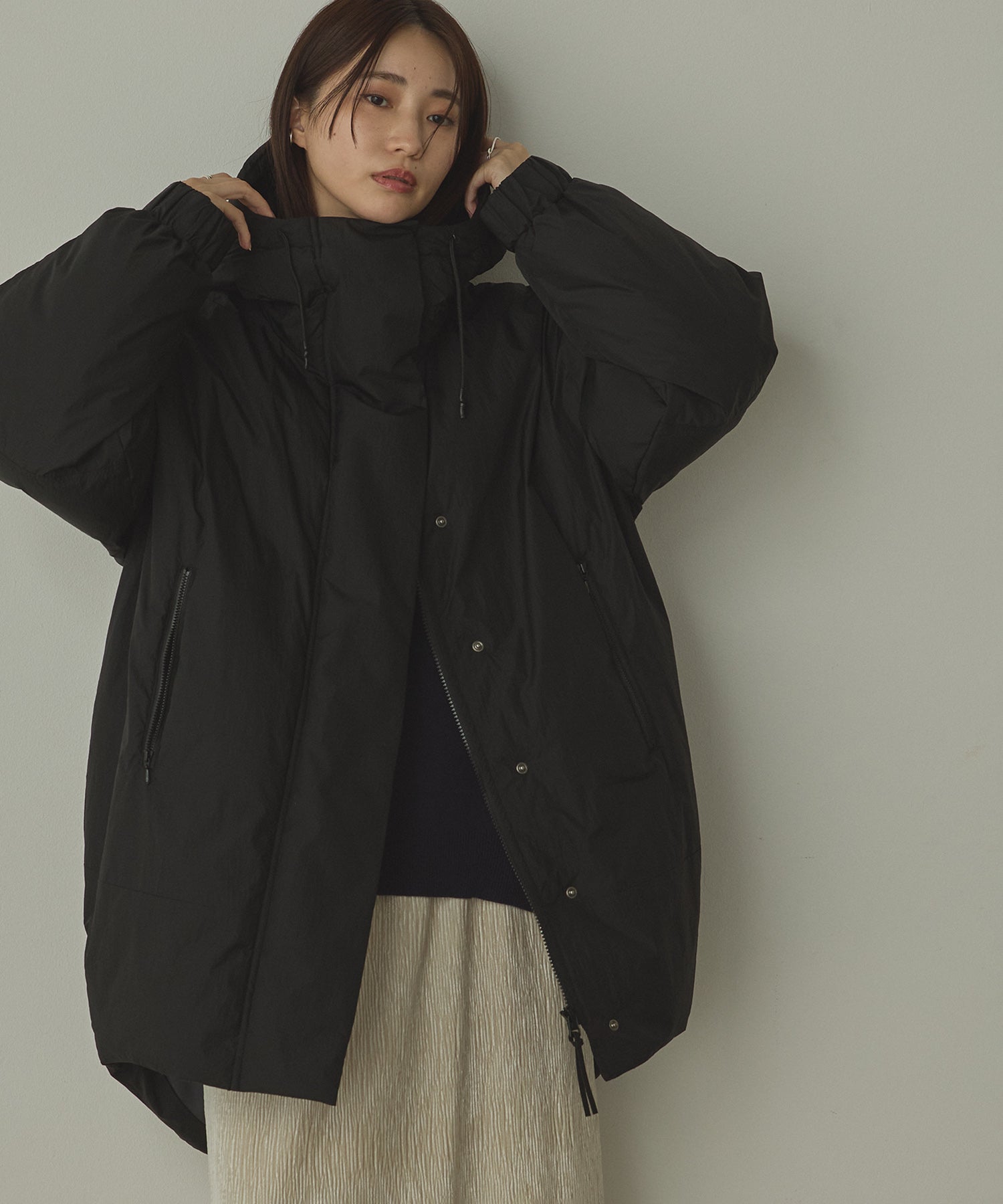 中綿 ワッシャーナイロン(撥水)ミディアムコート