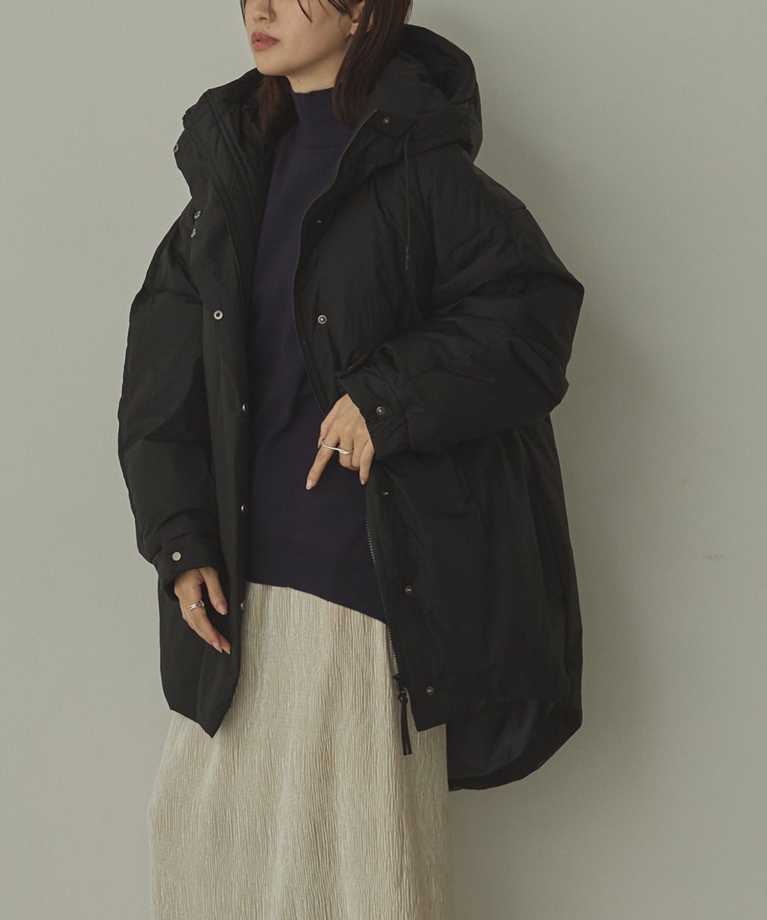 中綿 ワッシャーナイロン(撥水)ミディアムコート