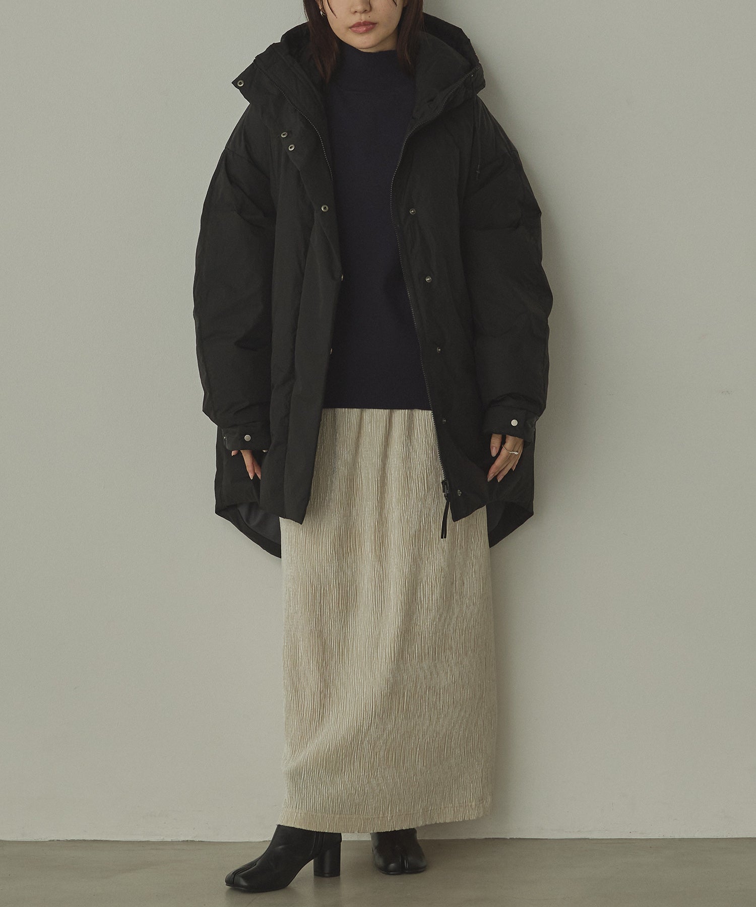 中綿 ワッシャーナイロン(撥水)ミディアムコート
