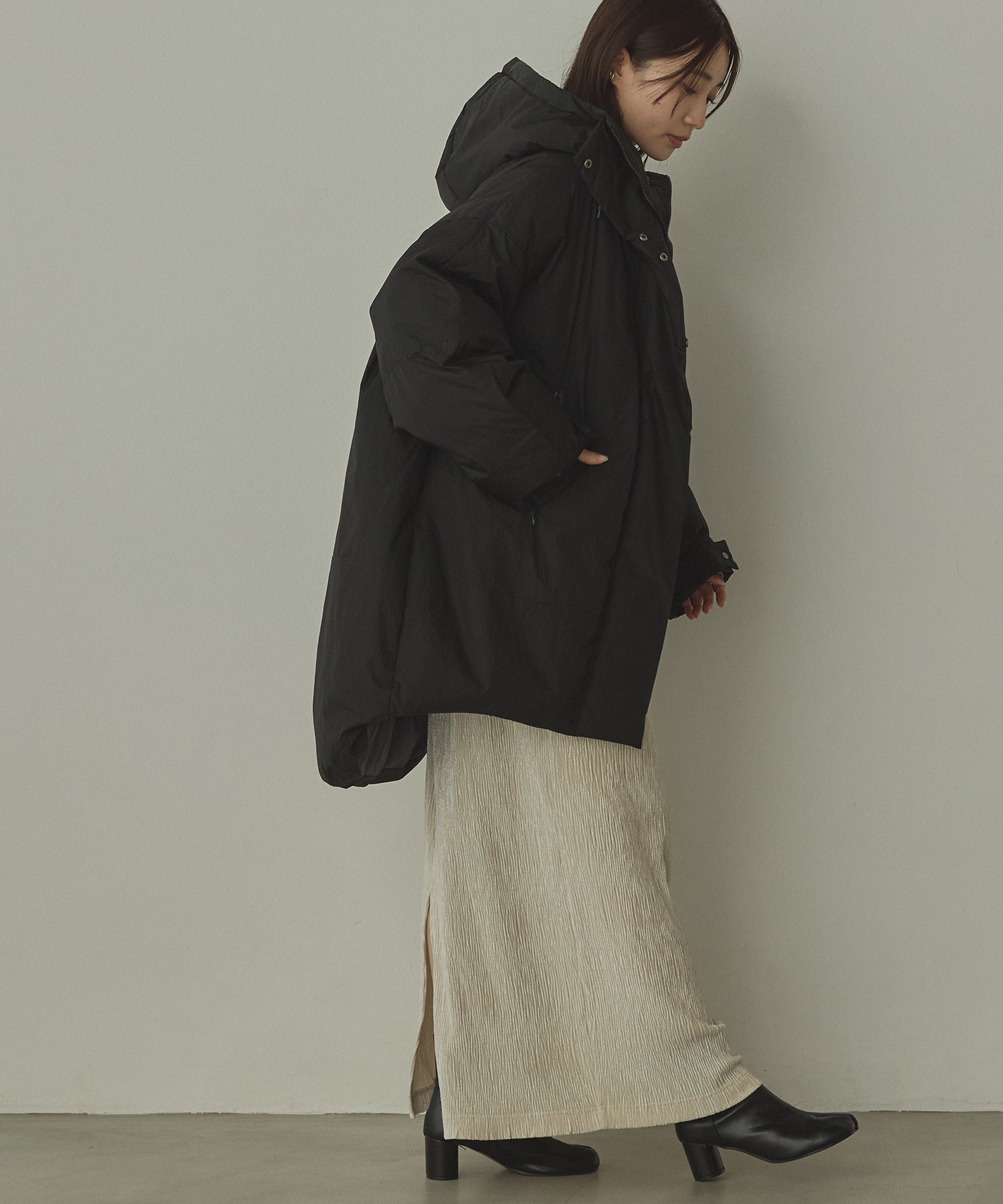 中綿 ワッシャーナイロン(撥水)ミディアムコート