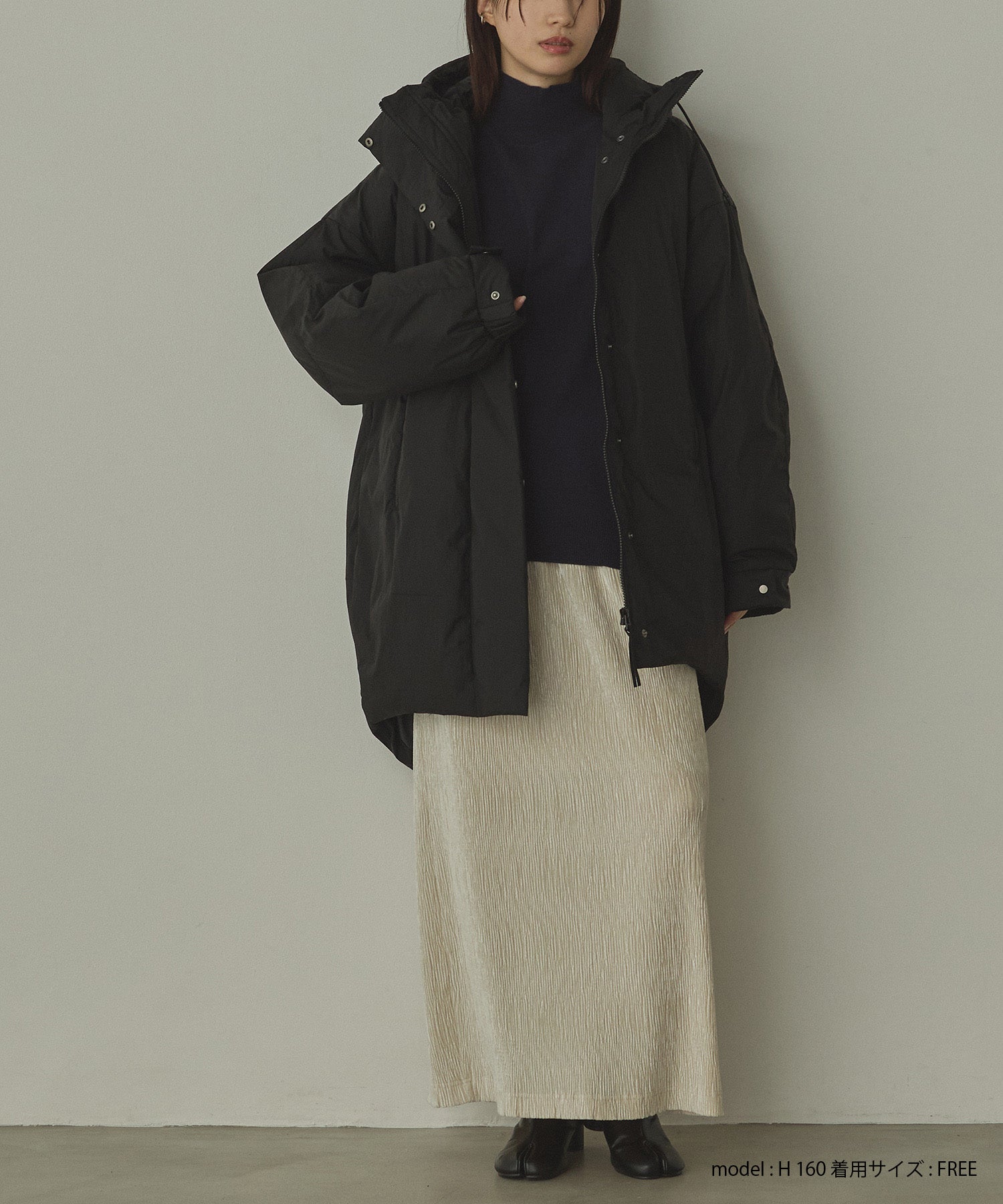 中綿 ワッシャーナイロン(撥水)ミディアムコート