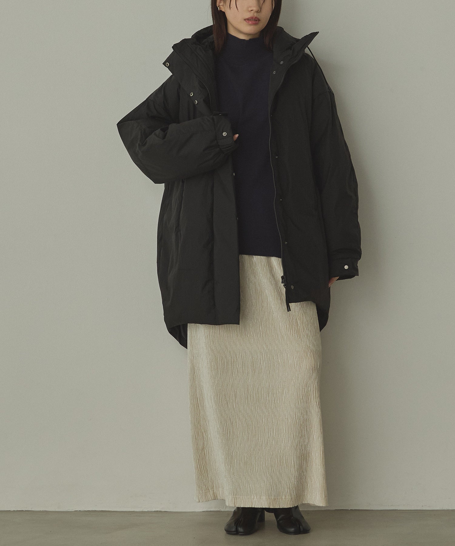中綿 ワッシャーナイロン(撥水)ミディアムコート