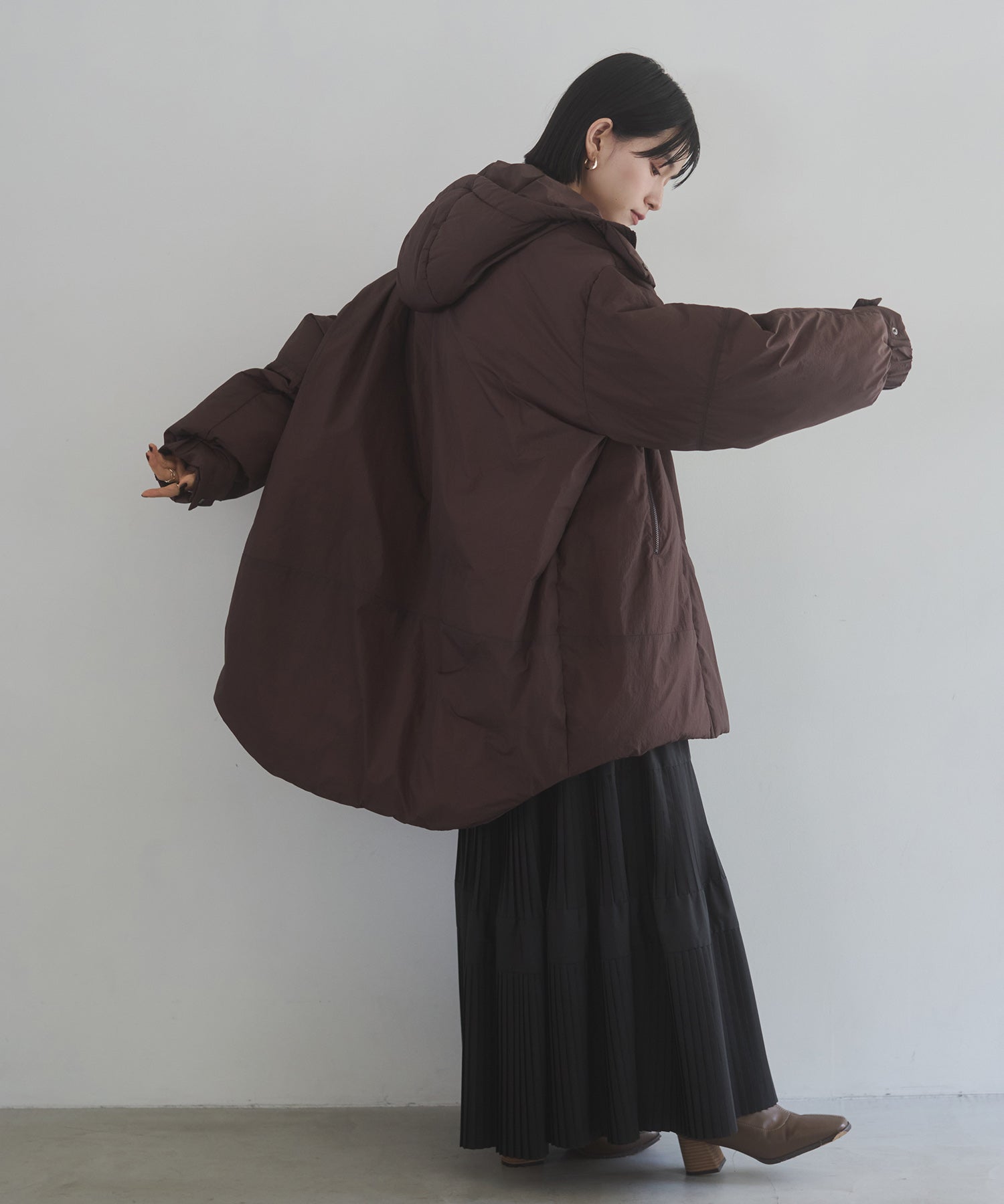 中綿 ワッシャーナイロン(撥水)ミディアムコート