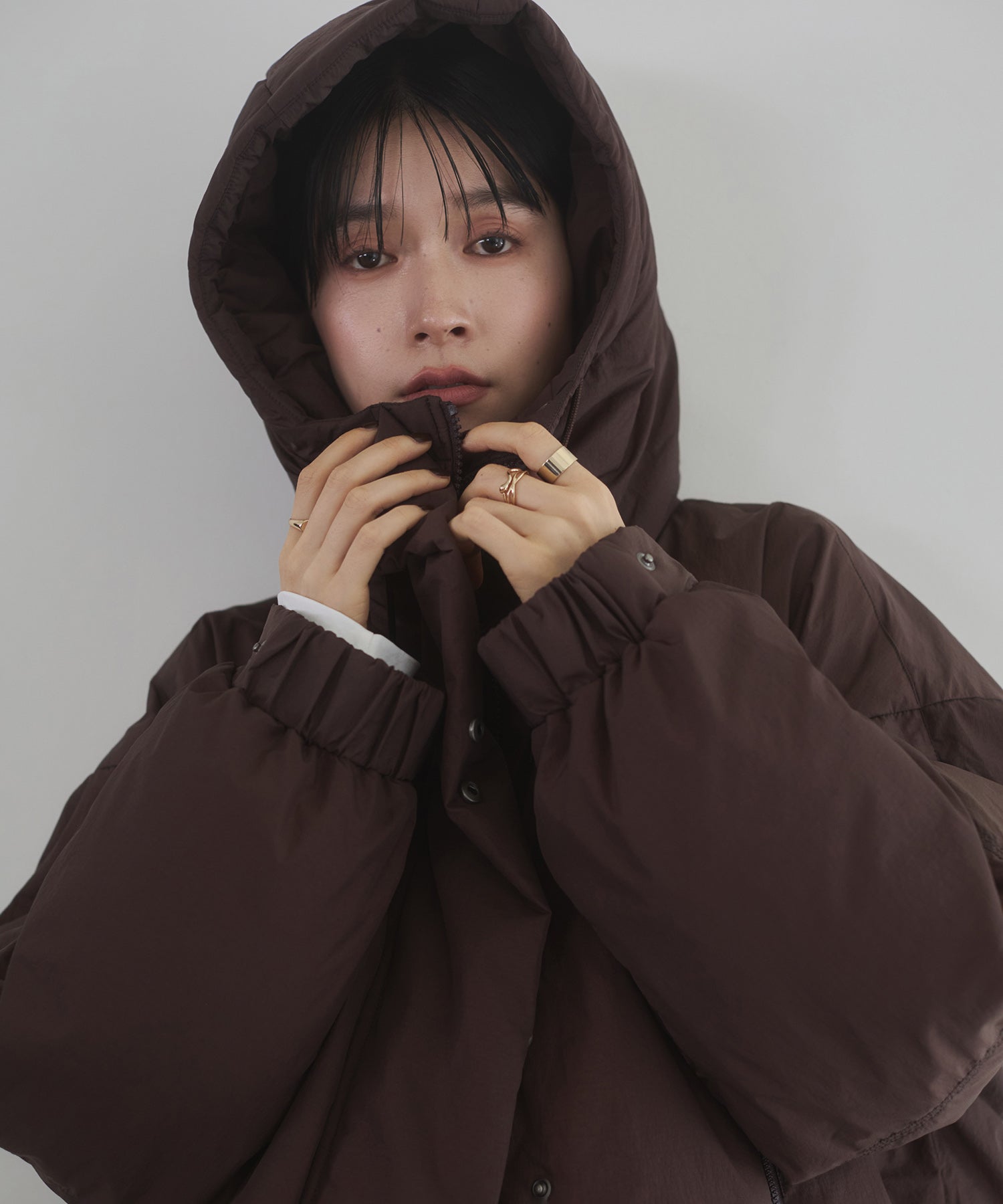 中綿 ワッシャーナイロン(撥水)ミディアムコート