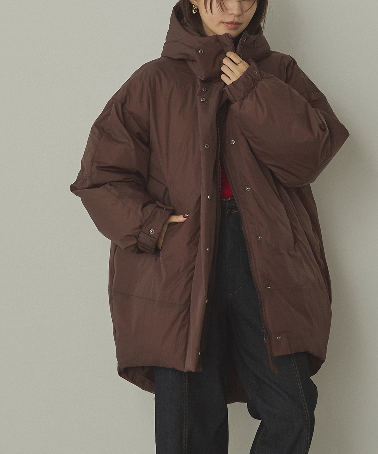 中綿 ワッシャーナイロン(撥水)ミディアムコート