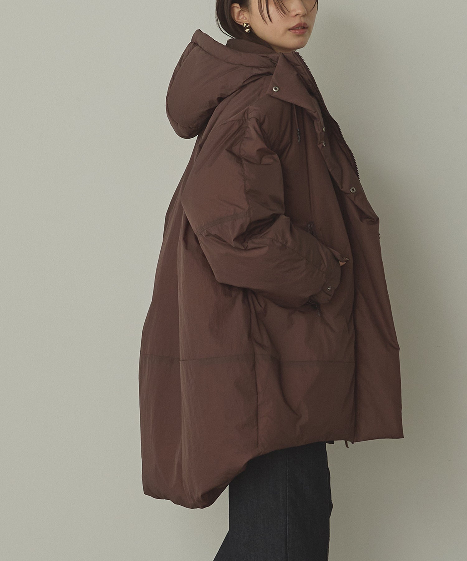 中綿 ワッシャーナイロン(撥水)ミディアムコート