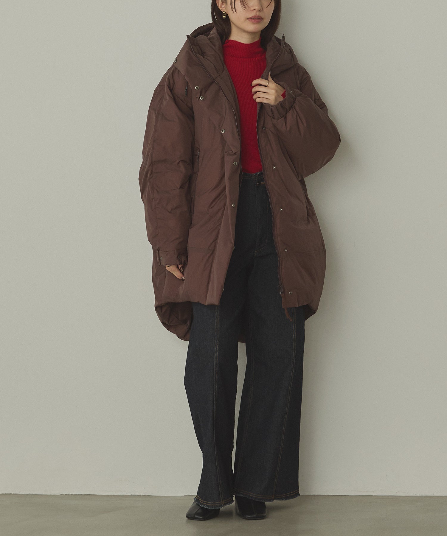 中綿 ワッシャーナイロン(撥水)ミディアムコート