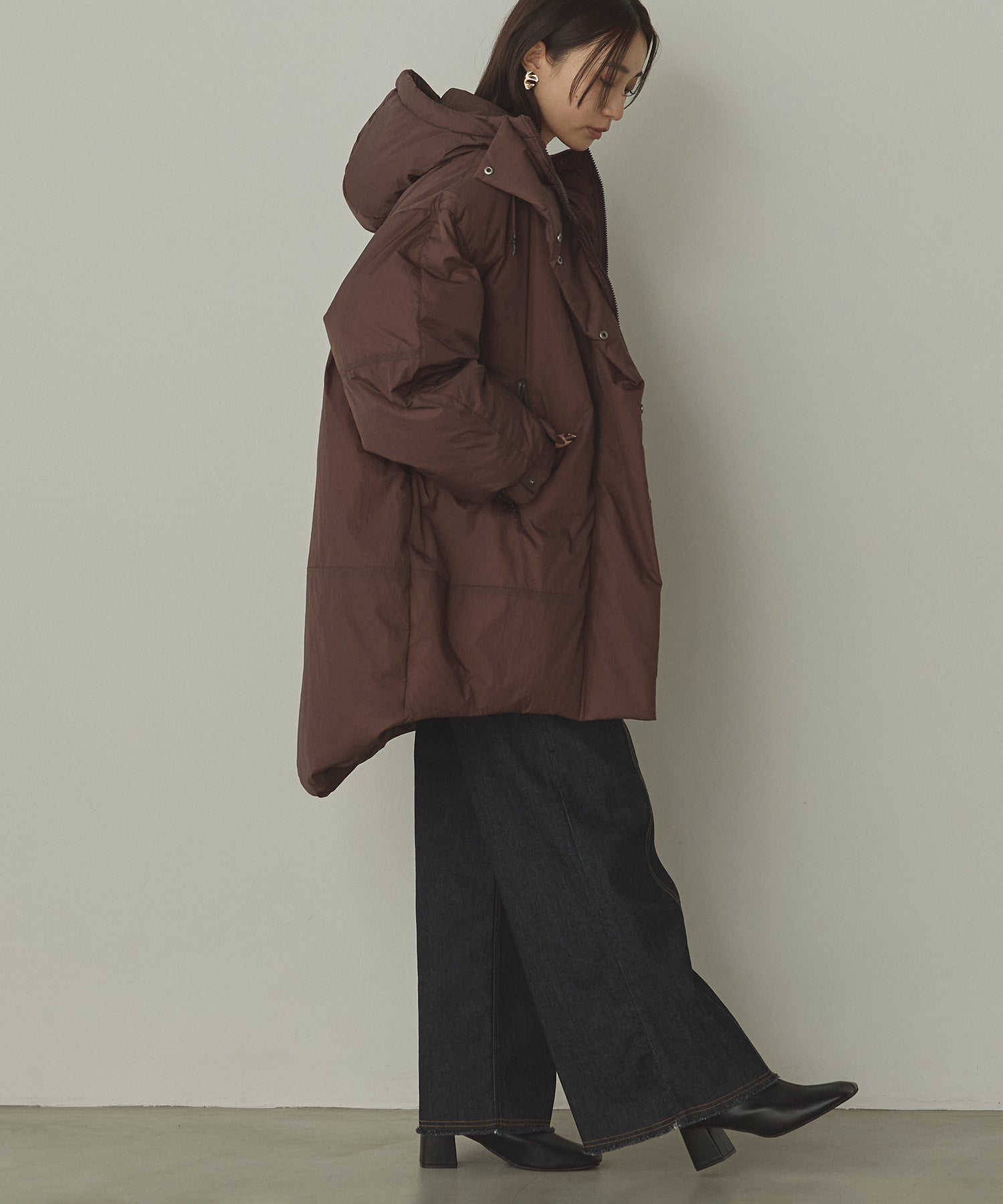 中綿 ワッシャーナイロン(撥水)ミディアムコート