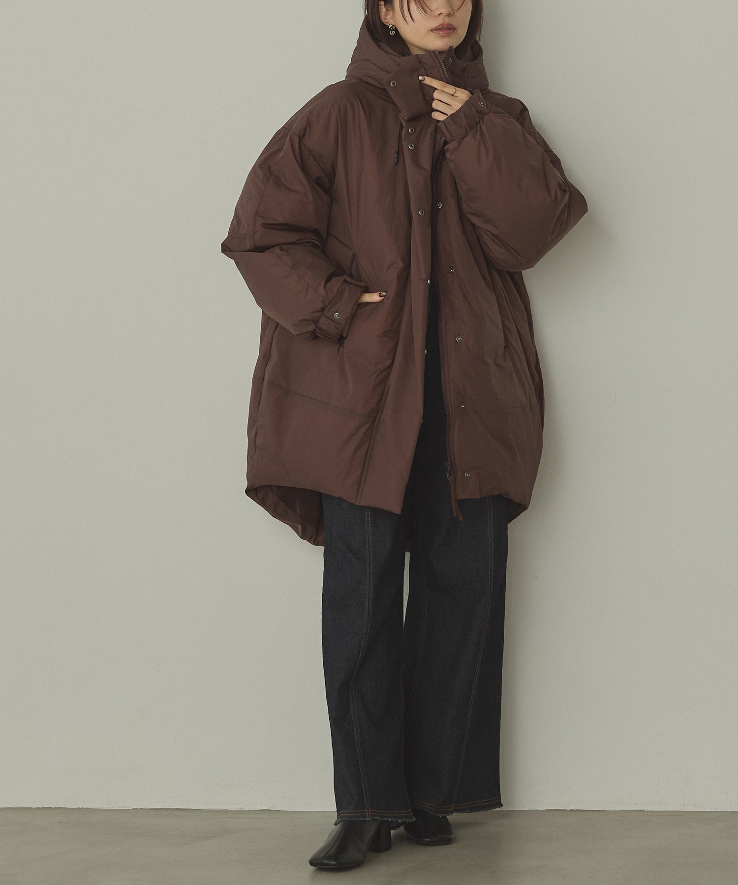中綿 ワッシャーナイロン(撥水)ミディアムコート