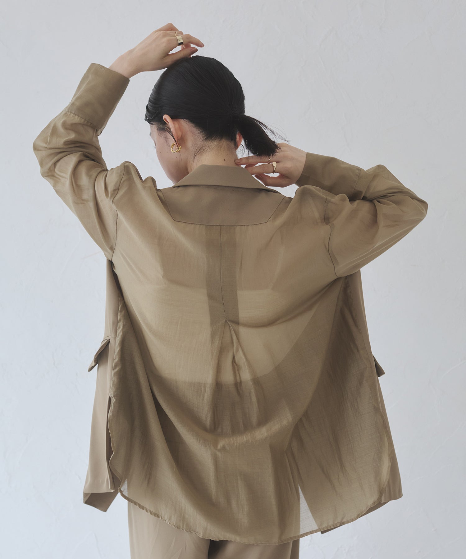 POLY TWILL SHEER TAILORED JACKET