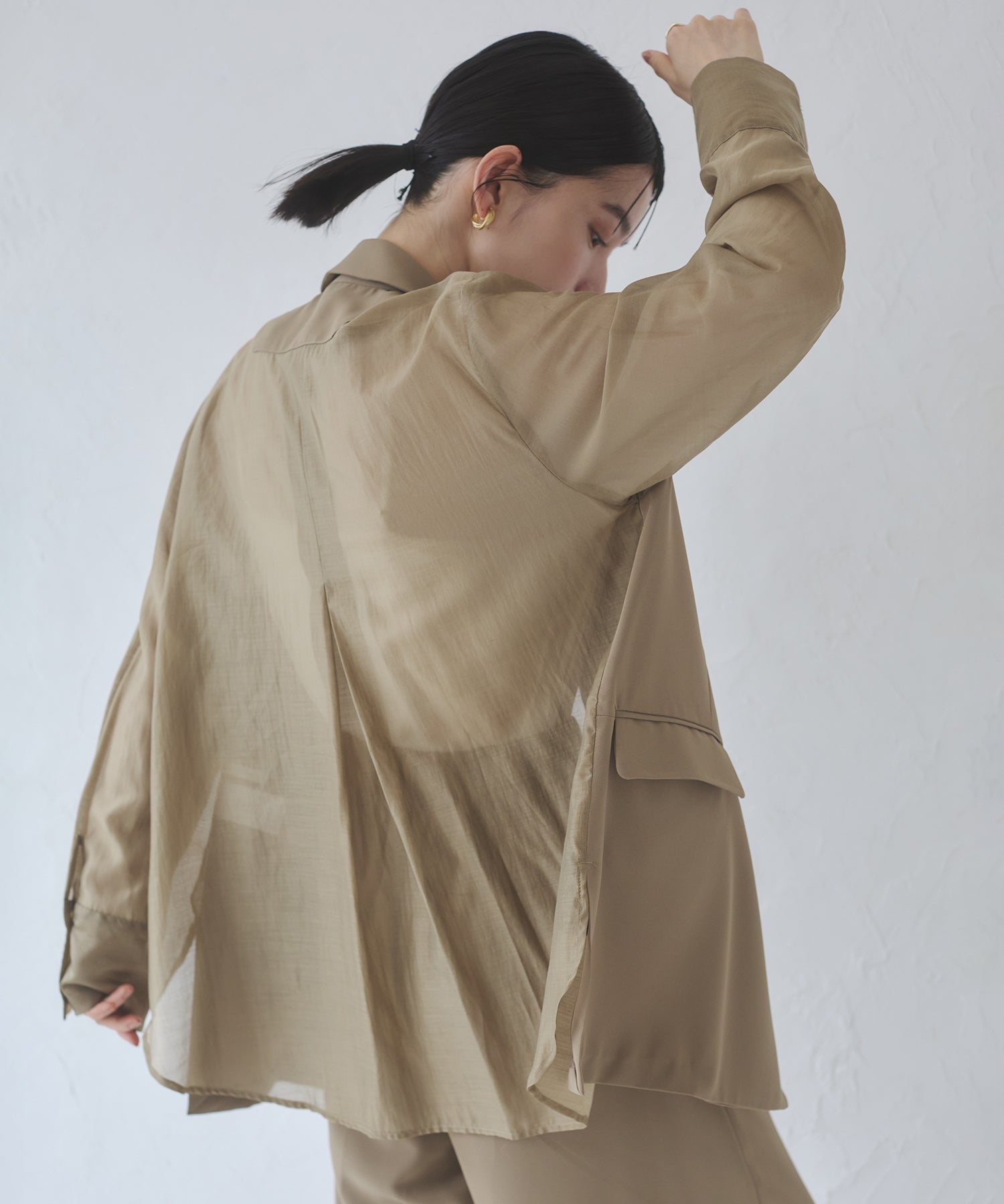 POLY TWILL SHEER TAILORED JACKET